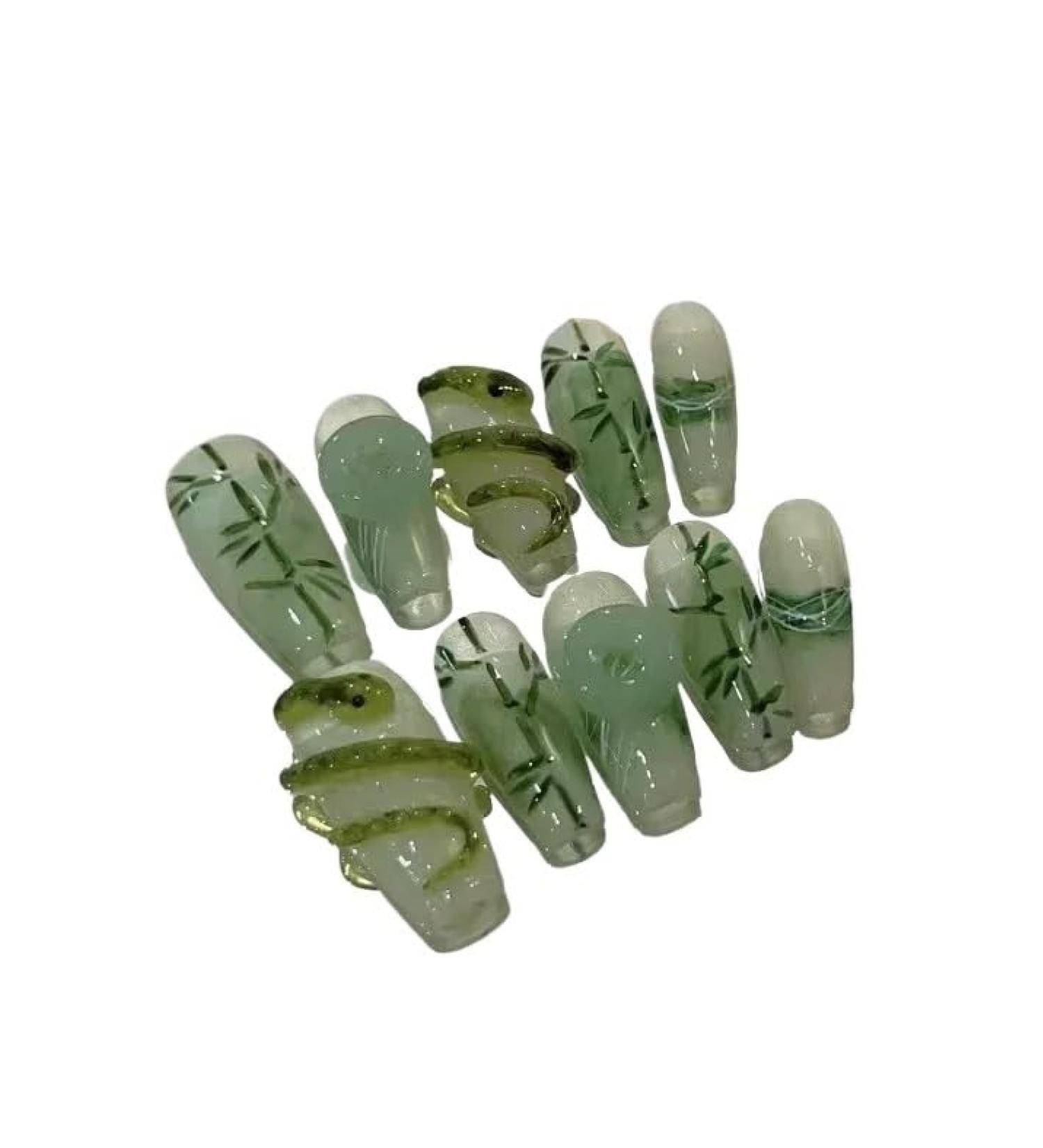 10 Piece Set of Handmade Wearable Nails Fake Nails Ballet Dance Long Press Nail Art Patches(Color:1 Size:S) - Buy Online on GoSupps.com