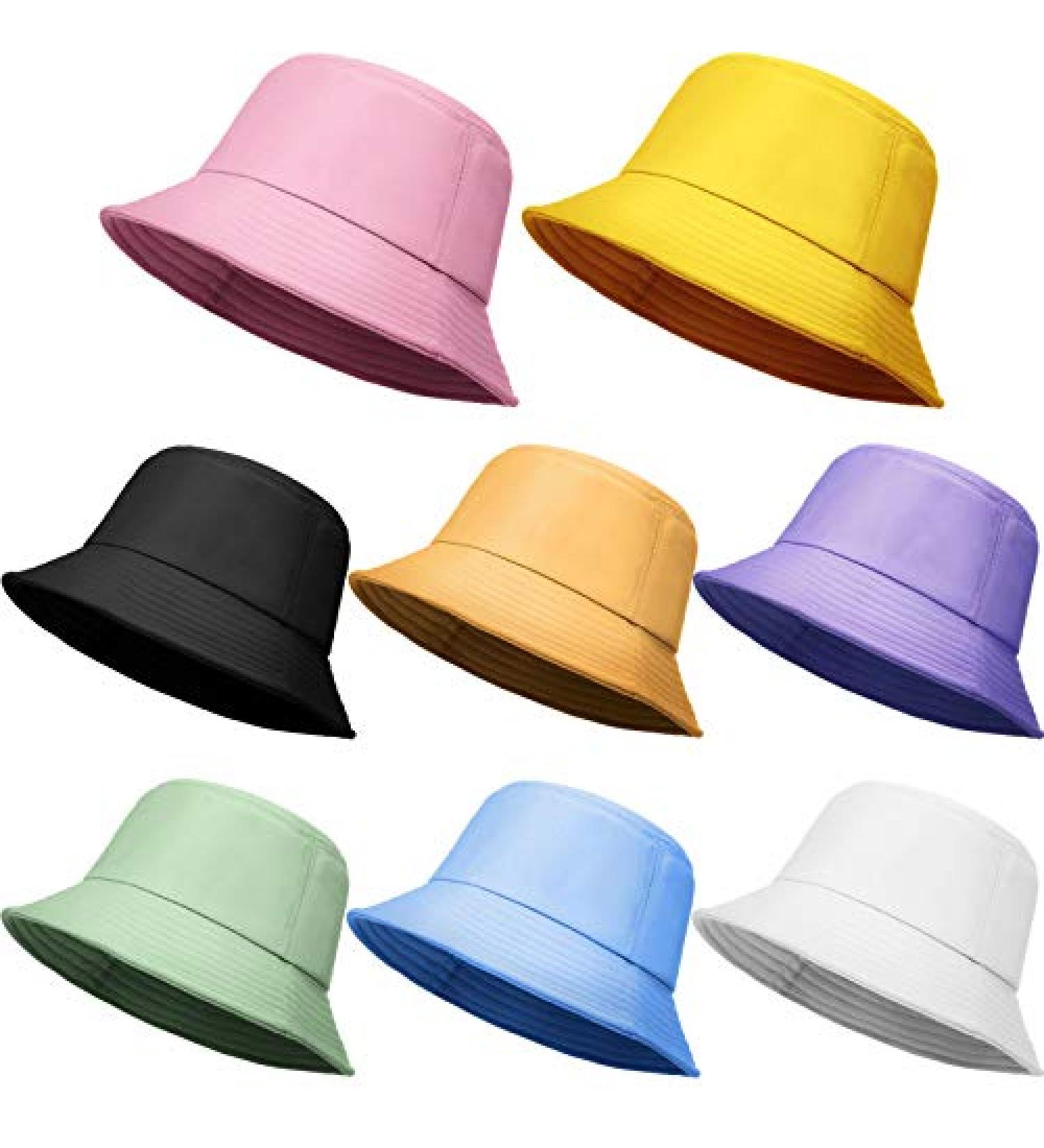 Geyoga 8 Pack Cotton Bucket Hat for Kids, Teens, and Adults - Foldable Fishing Hat in Bright Colors - Buy Online on GoSupps.com