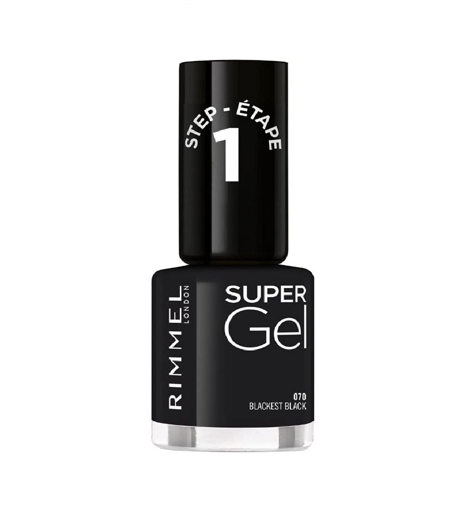 Rimmel Super Gel Nail Polish in Blackest Black 12ml - Long Lasting Formula - Pack of 1 - Buy Online on GoSupps.com