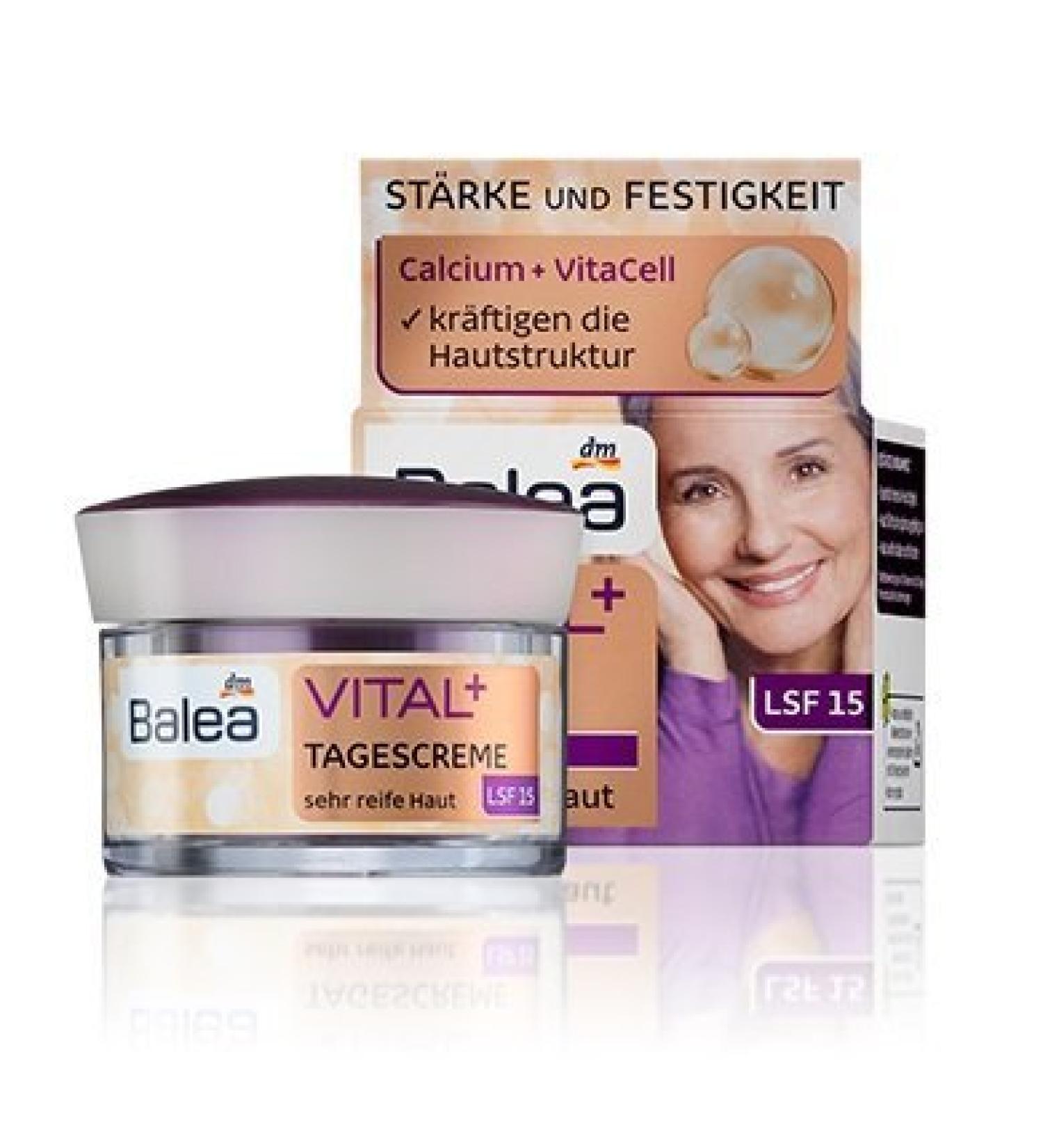 Balea Vital+ Day Cream for Very Mature Skin (ages 50+ to 70+) with Calcium & Vitacell - Not Tested on Animals - 50ml by dm balea