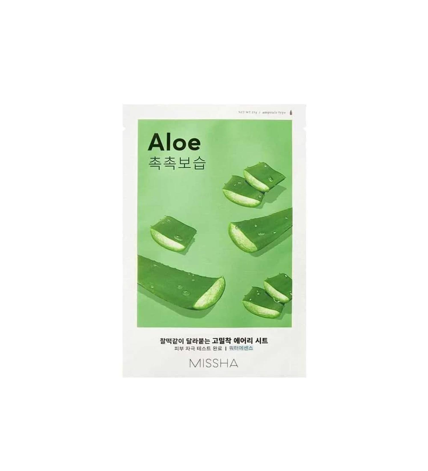 Missha Airy Fit Sheet Mask (Aloe) - Hydrating 19 ml Facial Mask for Glowing Skin | International Shipping Available - Buy Online on GoSupps.com