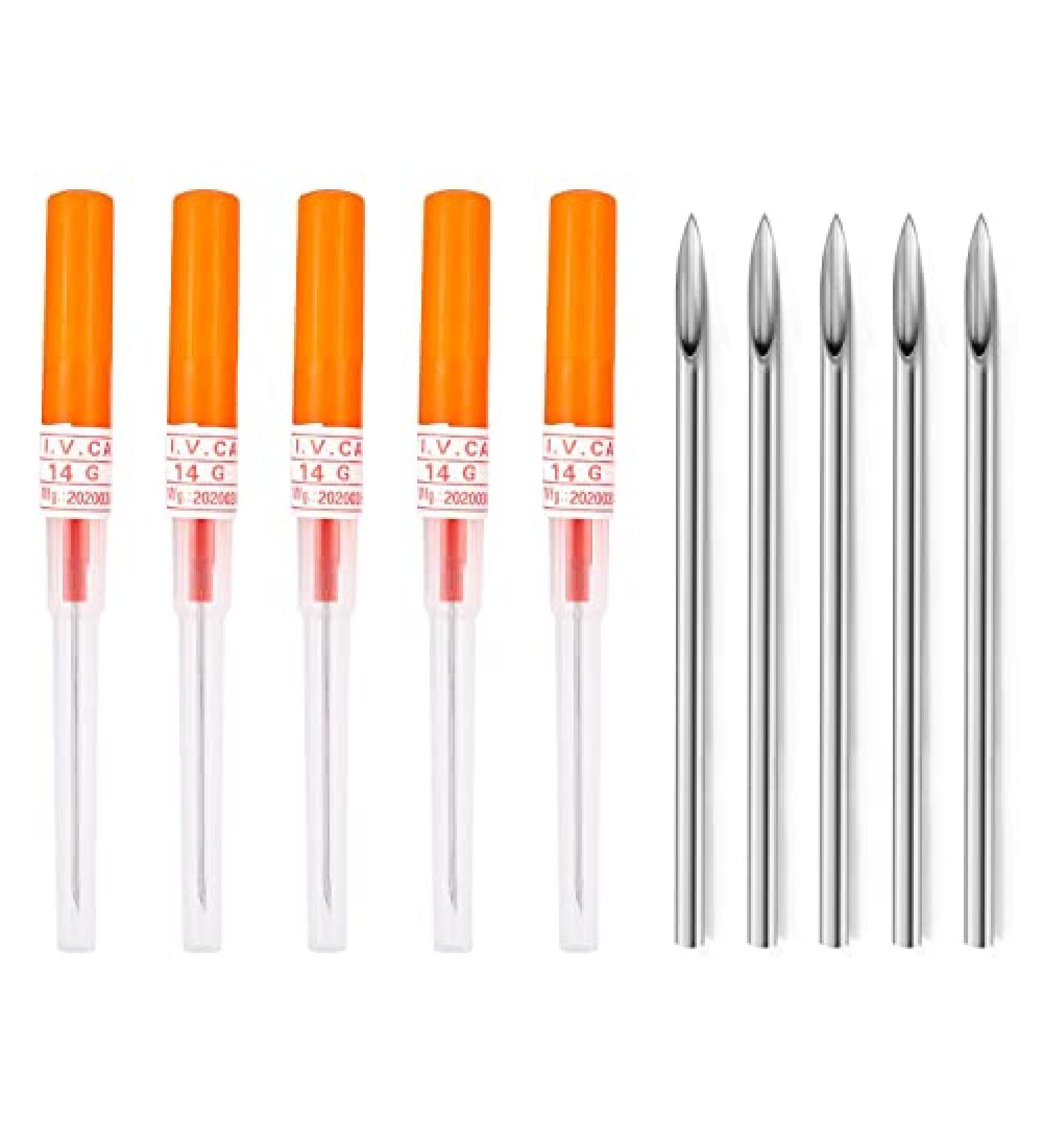 Qiwnswoy Stainless Steel Piercing Needles Set - 14G, 16G, 18G, 20G - Sterile Disposable Body Piercing Kit for Ear, Nose, Navel, Nipple, Lip, Belly Button - Catheter Cannula Included - Buy Online on GoSupps.com