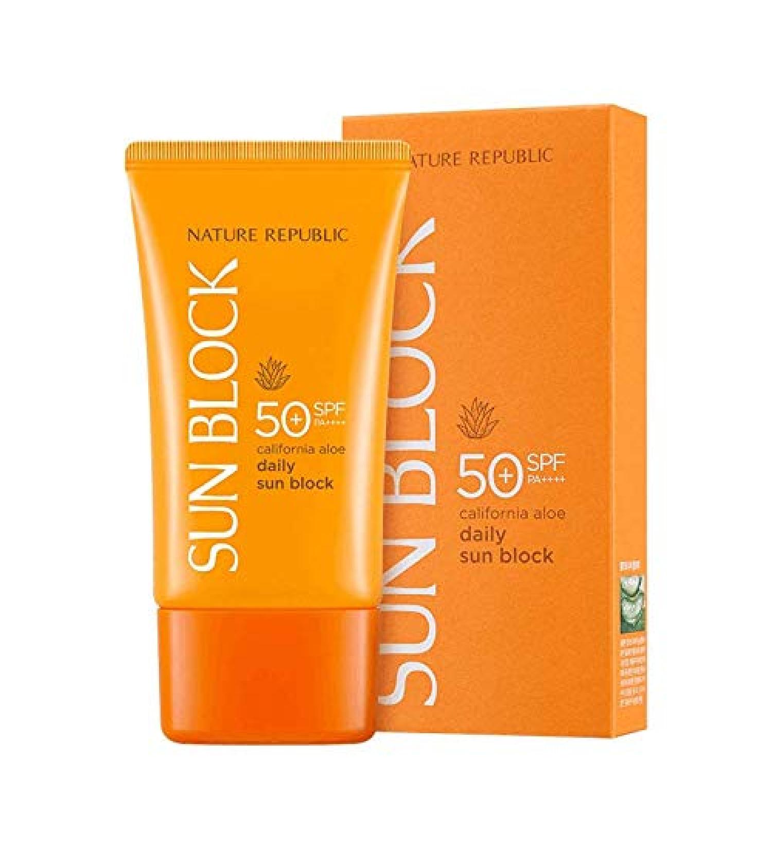 Nature Republic California Aloe Daily/ Powerlasting Sunscreen SPF 50+ PA+++ 50ml - Hydrating Sun Blocking Lotion - Buy Online on GoSupps.com