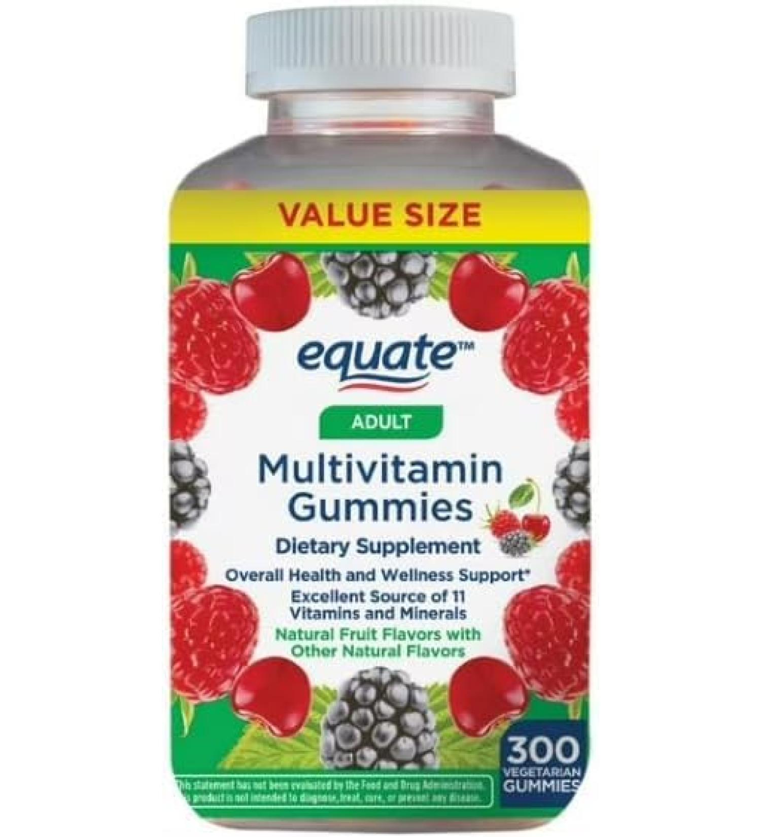 EQ Home Multivitamin Gummies for Immune Support Mixed Berry Orange Peach 300 Count