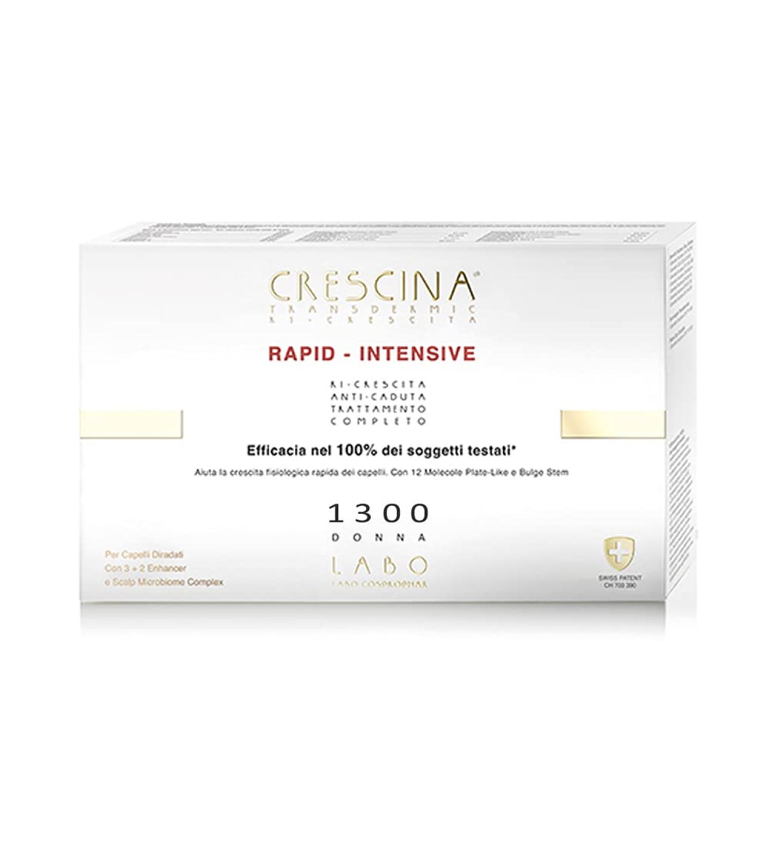 LABO Crescina Transdermic Rapid Intensive Double Treatment Against Hair Loss and Hair Loss 1300 Women 20 + 20 Ampoules