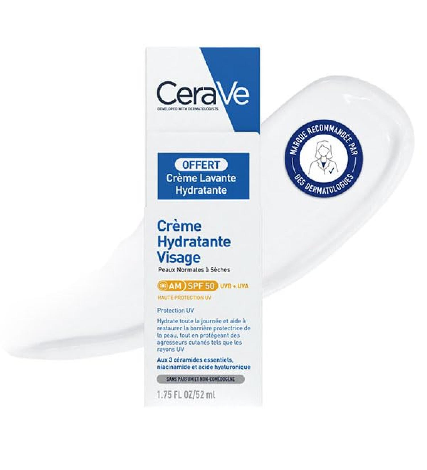 CeraVe Face Moisturizer SPF 50 52 ml + Free Cleansing Cream 20 ml