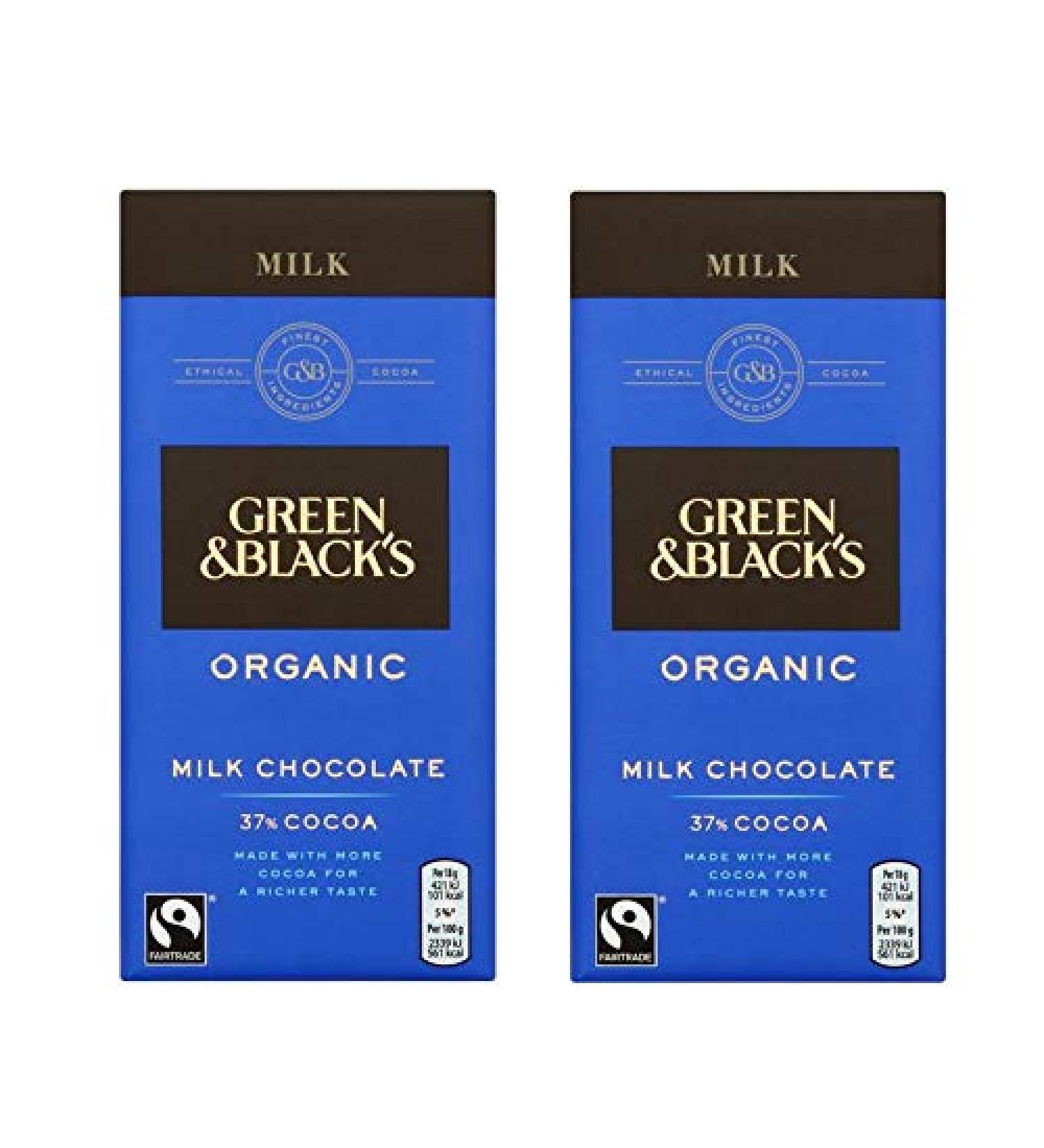 Green & Black's Green & Black's Organic Milk Chocolate 37% Cocoa 90g (pack of 2)
