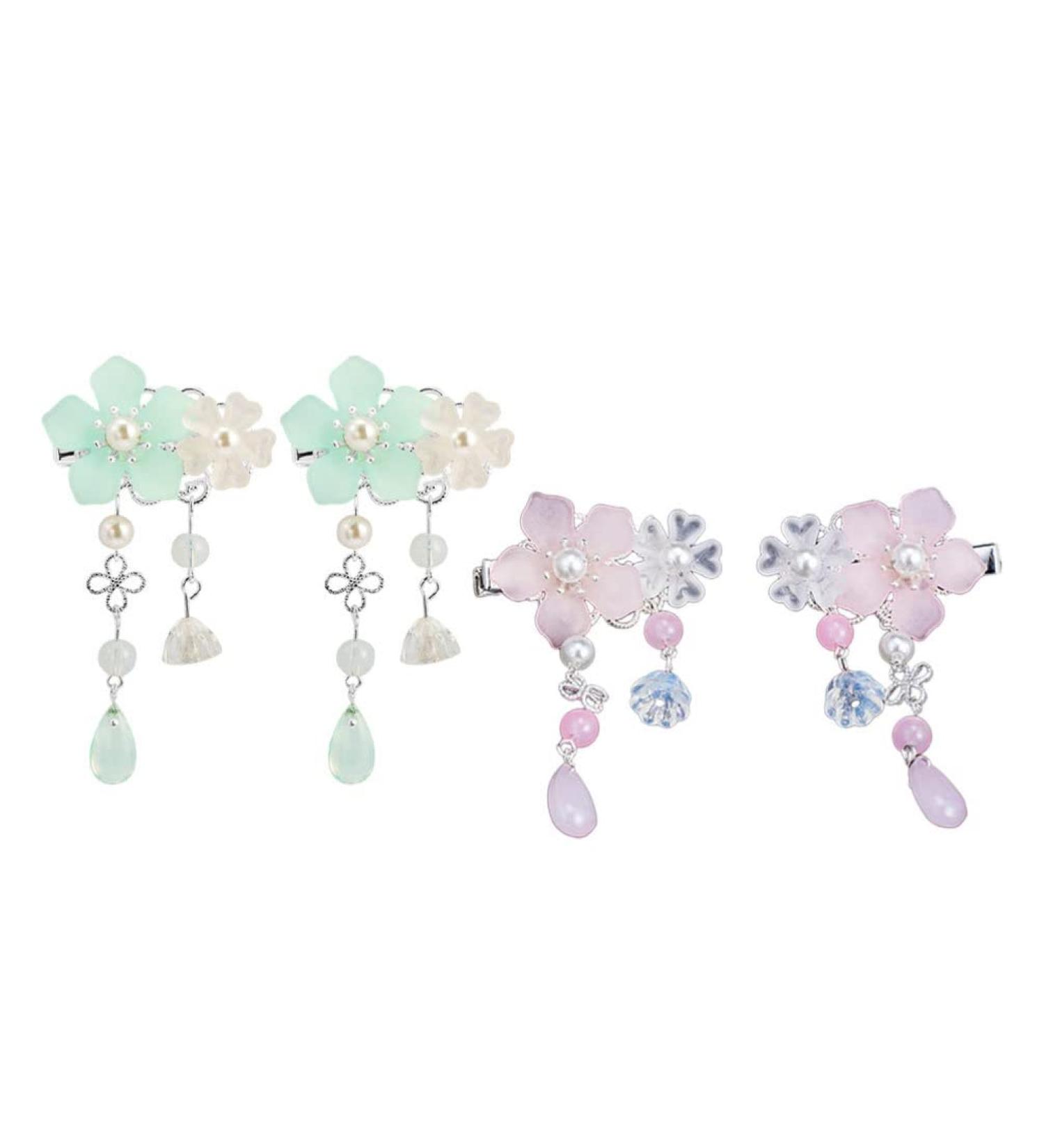 Lurrose Vintage Crystal Tassel Hair Clips - Chinese Ancient Style Alligator Clips for Women Girls - Buy Online on GoSupps.com