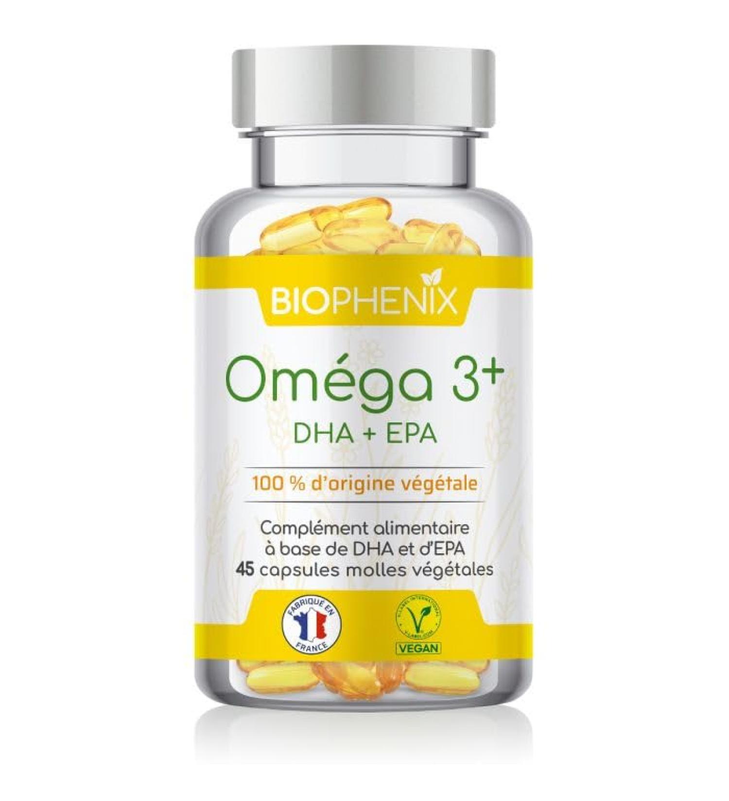 Bioph nix Omega 3+ 45 Vegetable Soft Capsules - Vegan 100% Marine Derived Plant - Omega-3 DHA & Omega-3 EPA - Memory Concentration - Buy Online on GoSupps.com