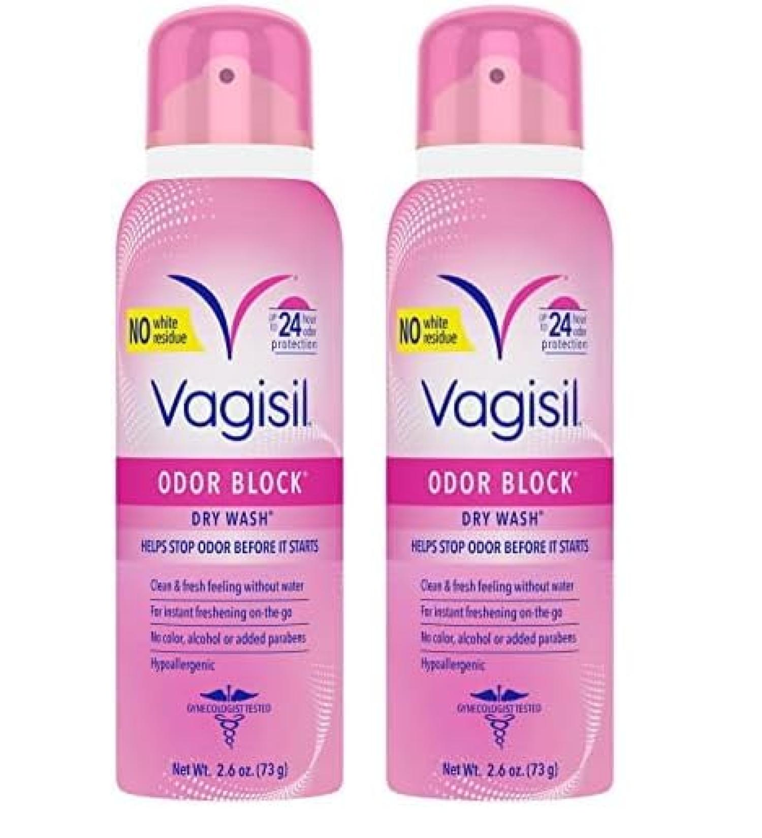Vagisil Odor Block Dry Wash Spray - Gynecologist Tested Feminine Hygiene Hypoallergenic 2-Pack | International Shipping - Buy Online on GoSupps.com
