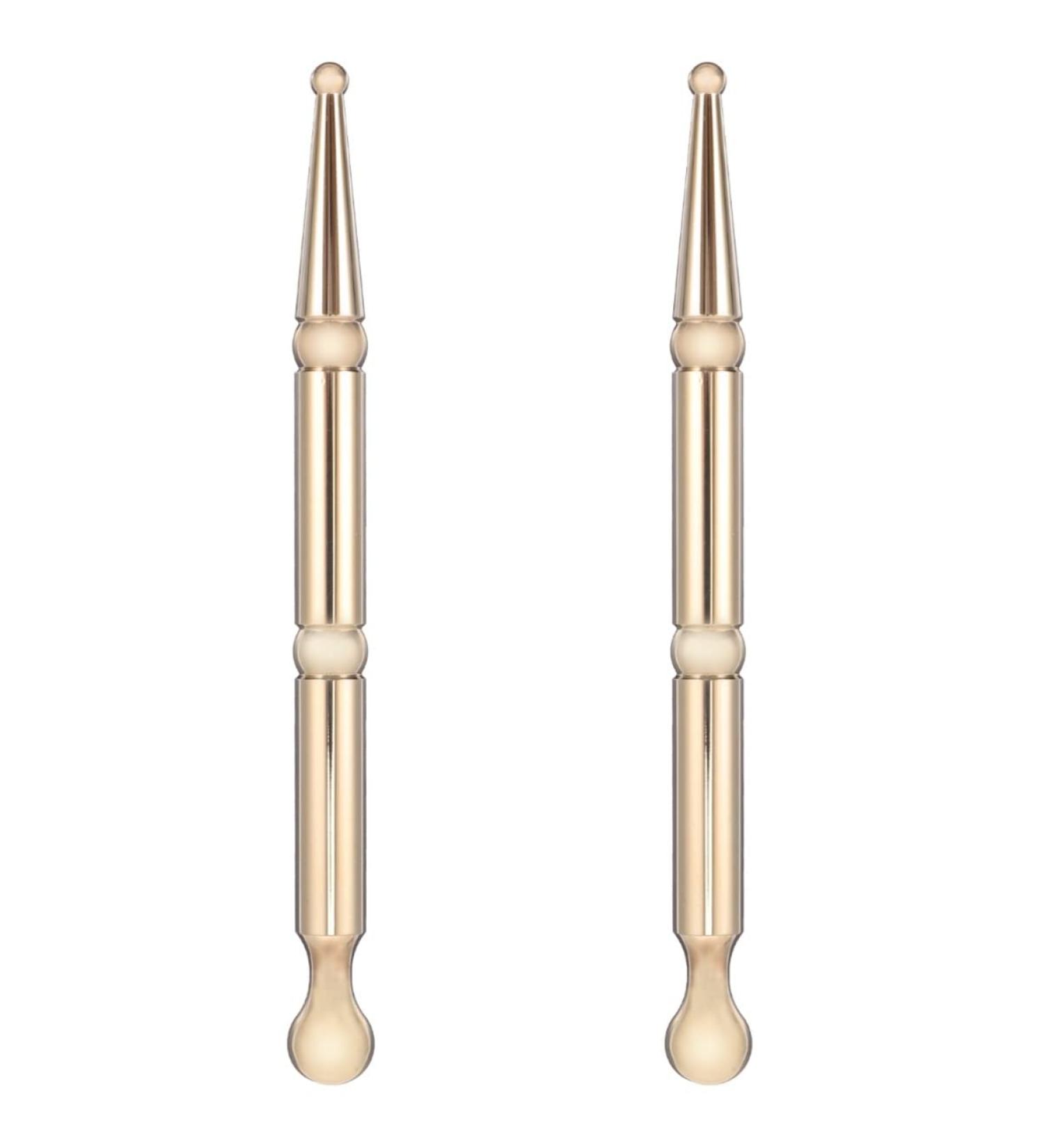 Healvian 2ST Foot Massager & Acupressure Pen Set - Deep Tissue Stimulator for Reflexology & Facial Massage | Magic Brass Rods - 12x1cm Yellow - Buy Online on GoSupps.com