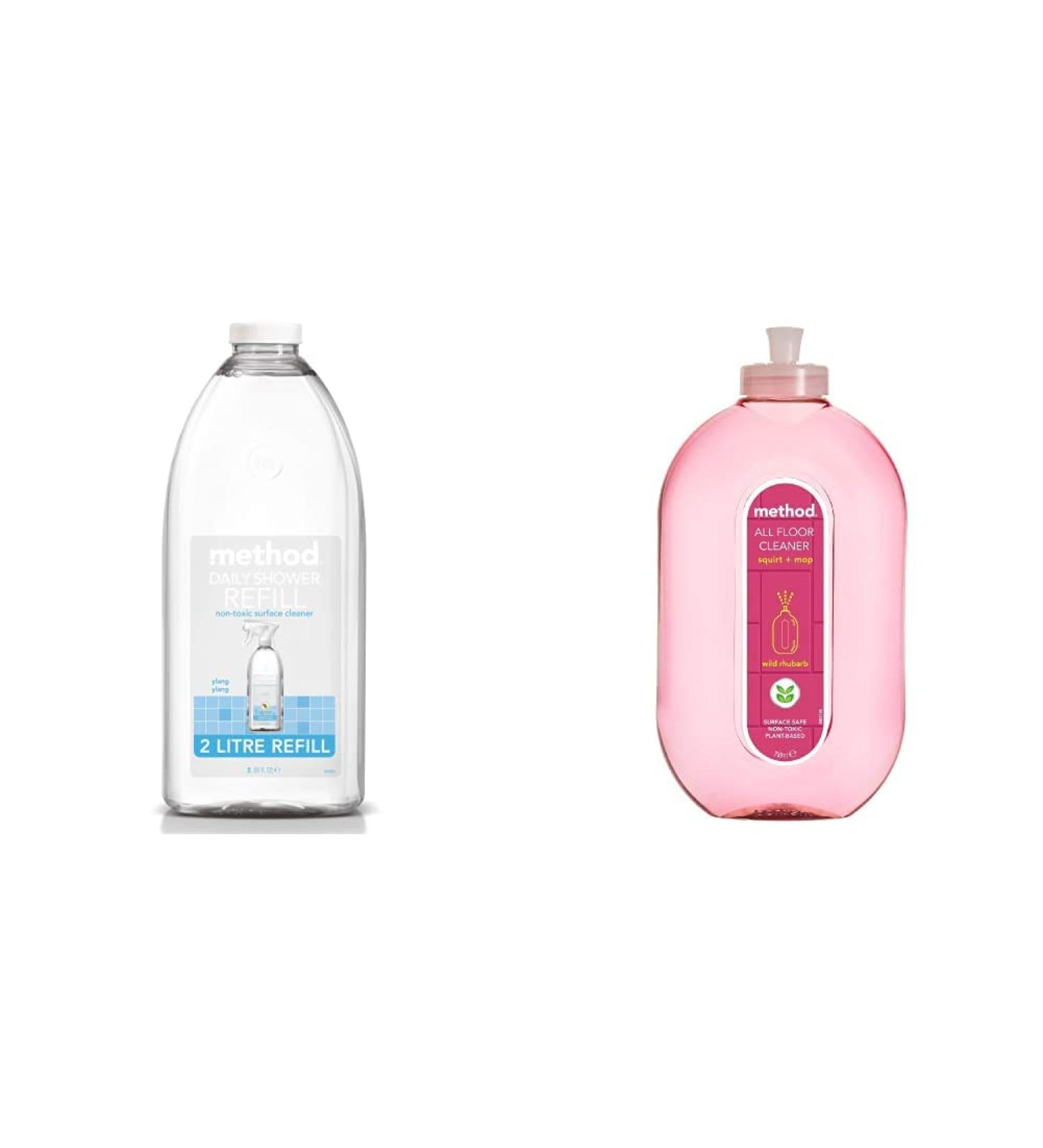 Method Ylang Ylang Daily Shower Cleaner Refill 2 L (Pack of 1) & Floor Cleaner Wild Rhubarb 739 ml Pack of 2 Refill + Floor Cleaner - Buy Online on GoSupps.com