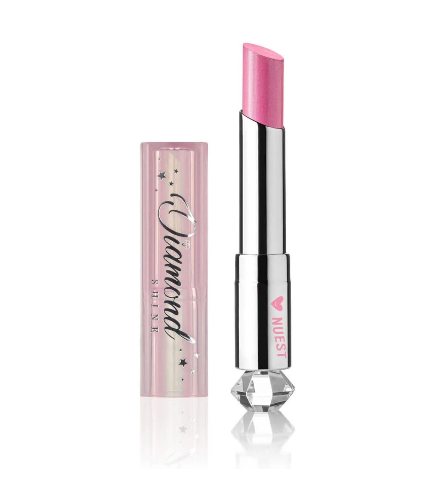 Nuest Diamond Shine Metallic Lip Color - Glazed Pink | High Pigment, Full Coverage, Cruelty-Free, Vegan | 8 Glittery Shades - Buy Online on GoSupps.com