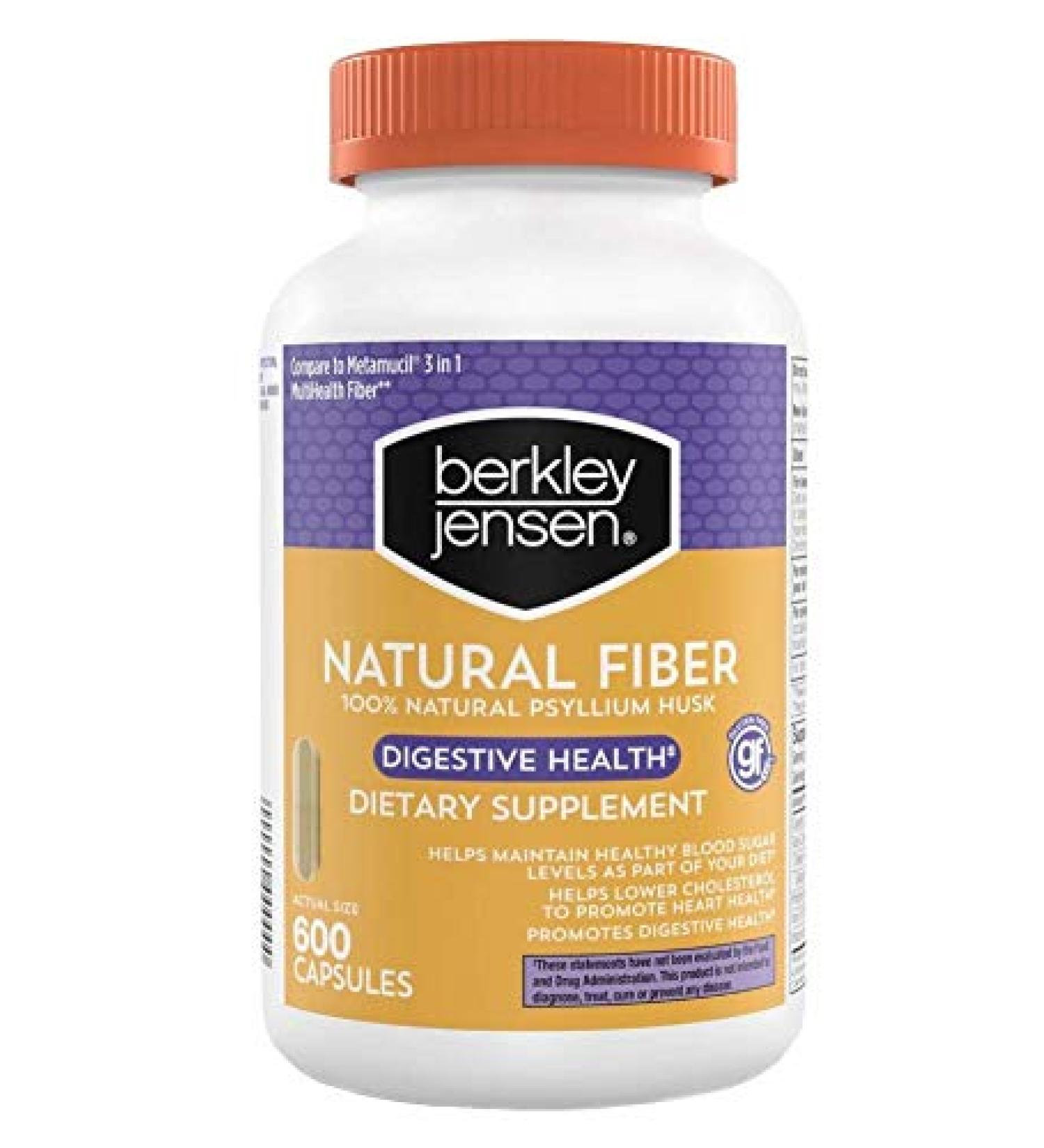 Berkley and Jensen Natural Fiber Capsules - 600 ct Psyllium Husk Supplement - Buy Online on GoSupps.com