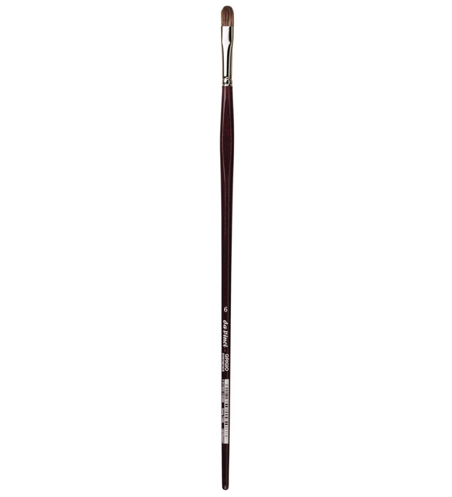 da Vinci Oil & Acrylic Series 7495 Grigio Paint Brush, Filbert Synthetic with Bordeaux Ergonomic Handle, Size 6 Filbert Size 6
