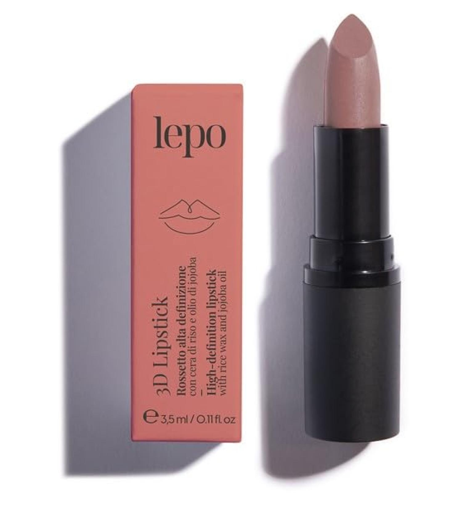 LEPO LEPO | 3D Lipstick high-definition lipstick no. 105 mauve with rice wax and jojoba oil intense color and perfect hydration for lips with a three-dimensional appearance