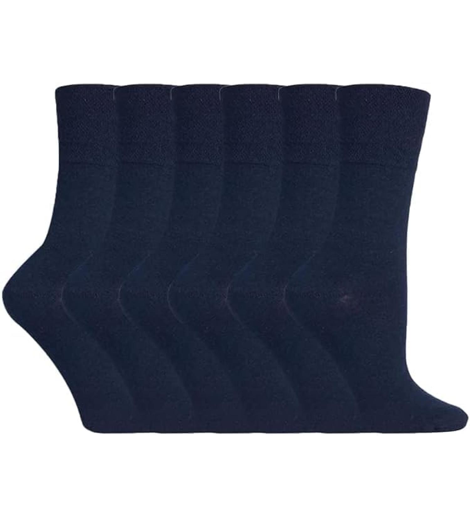 ZRWASKA Diabetic Socks For Women Wide Honey Comb top soft cuff Ankle Oedema friendly Non-Elastic Grip for Swollen feet Leg Non-Binding Circulatory Neuropathy Socks 4-8 (Pack 6) 4-8 Navy (6 Pairs) - Buy Online on GoSupps.com