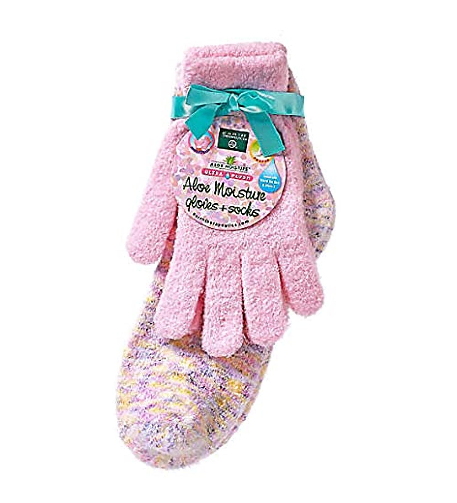 Earth Therapeutics Aloe Moisture Gloves & Socks Set - Confetti/Pink | Hydrating Spa Accessories - Buy Online on GoSupps.com
