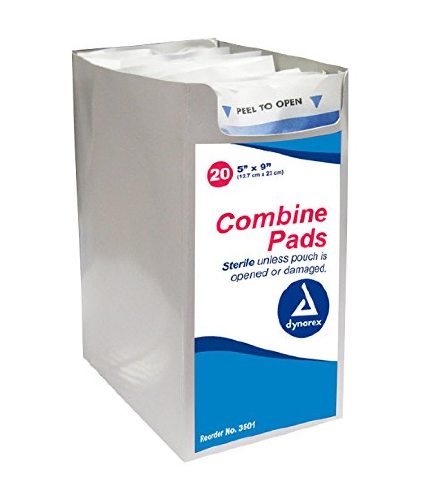 Dynarex Combine Pads, Sterile, 5 x 9 Inch, 20 Count 20 Count (Pack of 1)