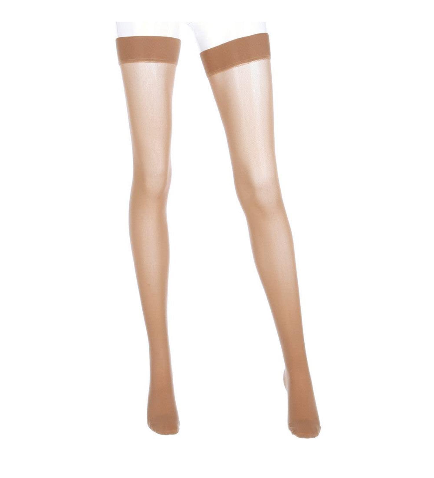 medi Assure 30-40 mmHg Thigh High Compression w/Silicone Top-Band Closed Toe Beige Large