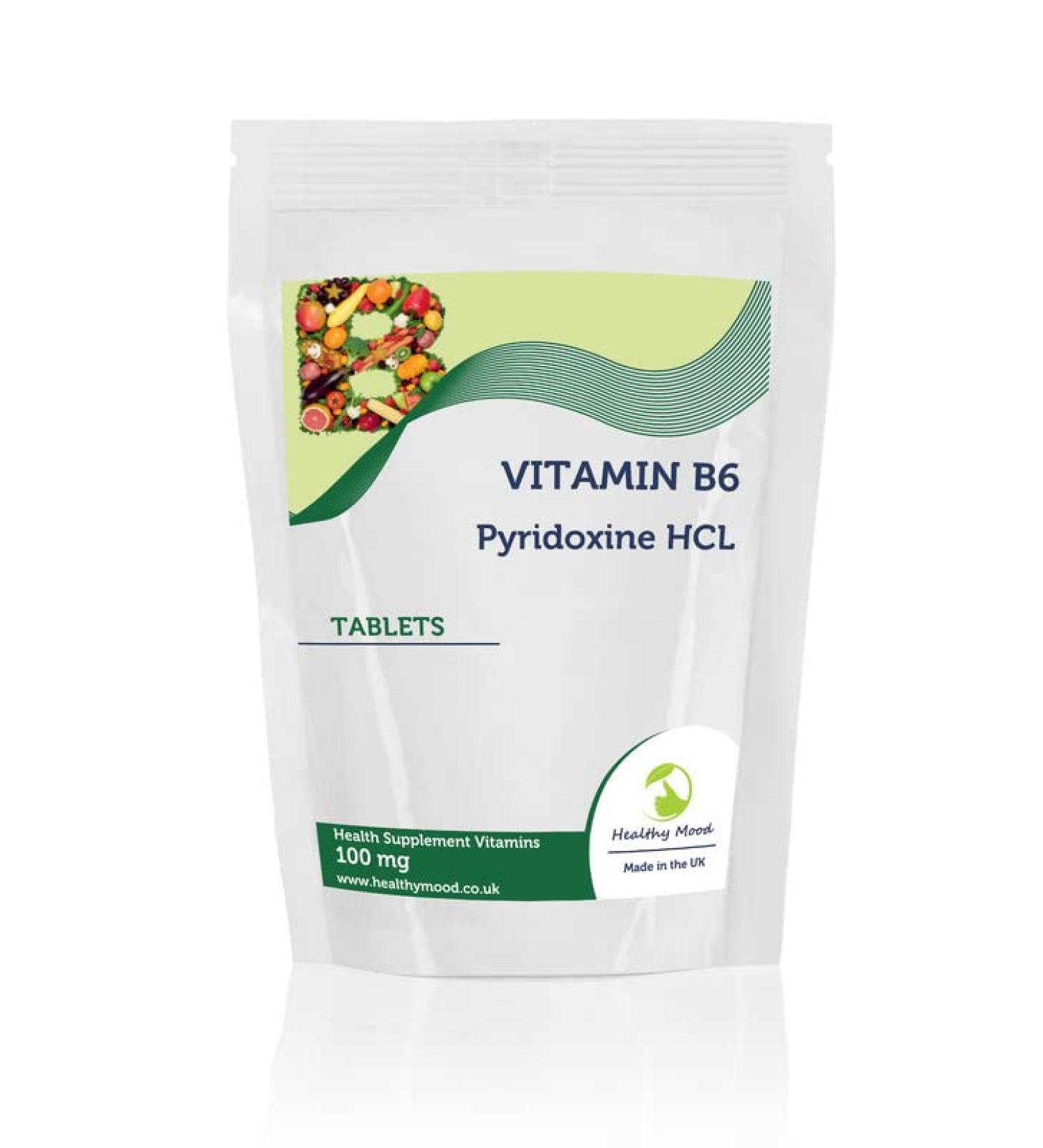 Vitamin B6 Pyridoxine HCL 100mg 60 Tablets - LetterBox Friendly UK Fast Delivery - Buy Online on GoSupps.com