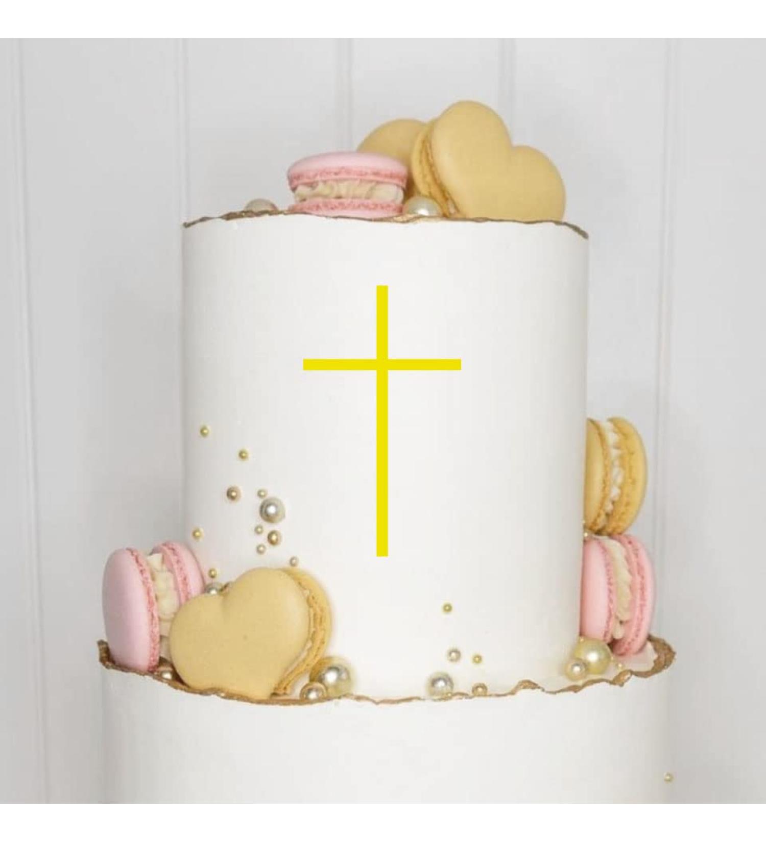 Cake topper (cross) charm acrylic/wood baptism communion confirmation confirmation cake plug cake cake plug decoration caketopper (1 piece yellow) yellow 1 piece