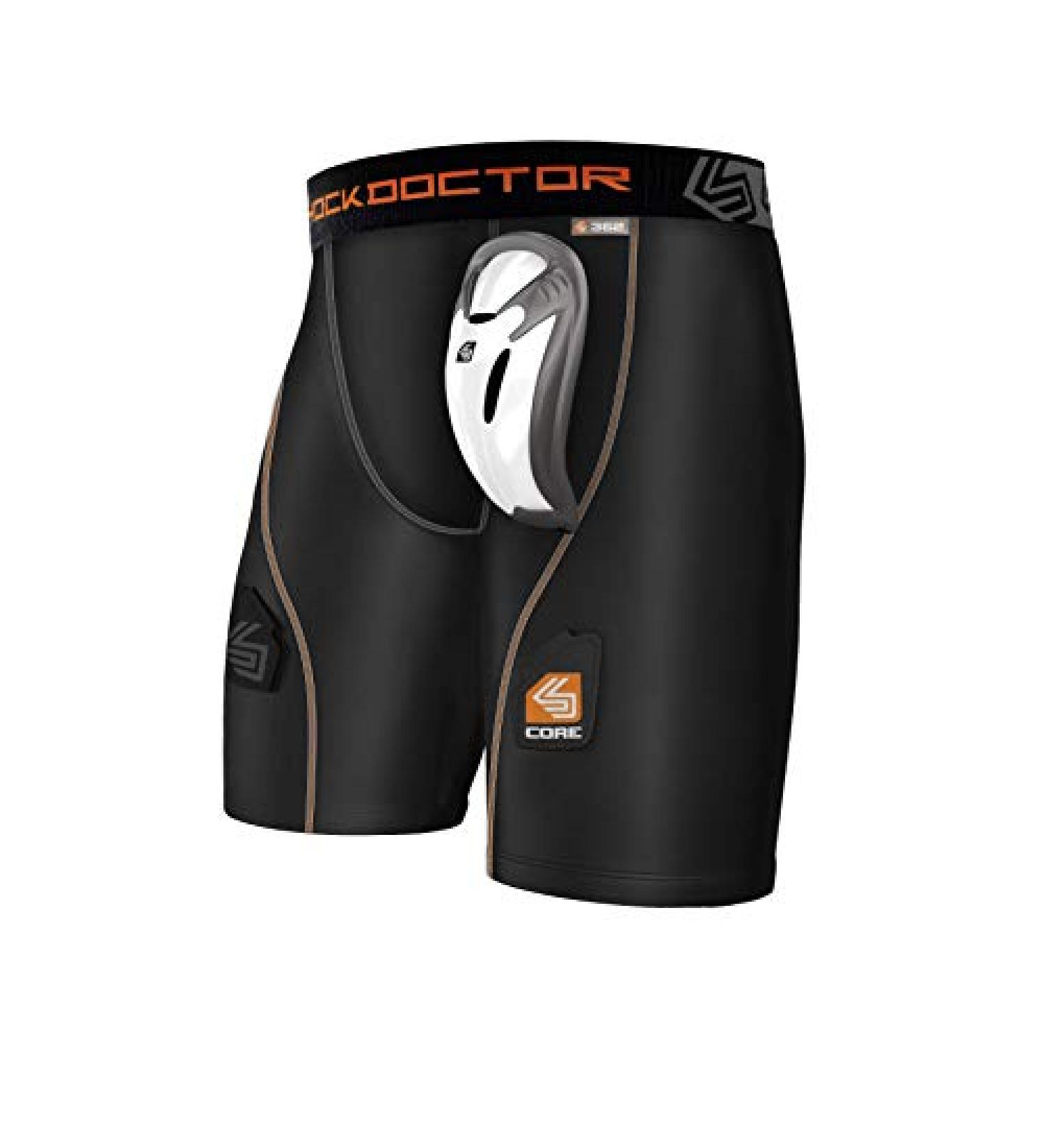 Shock Doctor Boys Compression Shorts with Bio-Flex Cup - Medium Black - Buy Online on GoSupps.com
