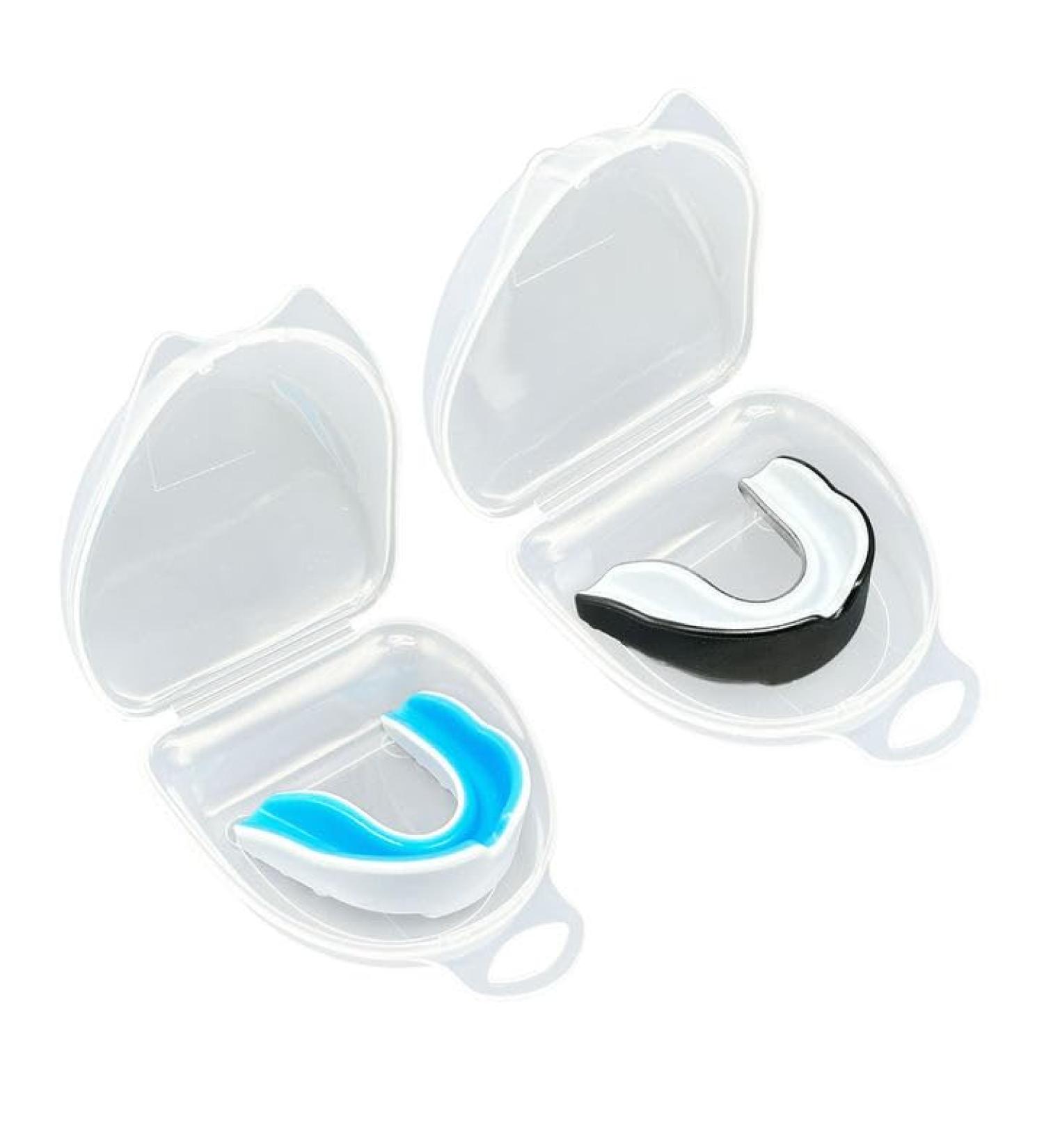Xnivuis Sports Tooth Protection - 2 Pack Mouthguards for Kids & Adults - Ideal for Boxing Rugby Martial Arts Hockey - Includes Portable Hygiene Box - Black & White White & Blue - Buy Online on GoSupps.com