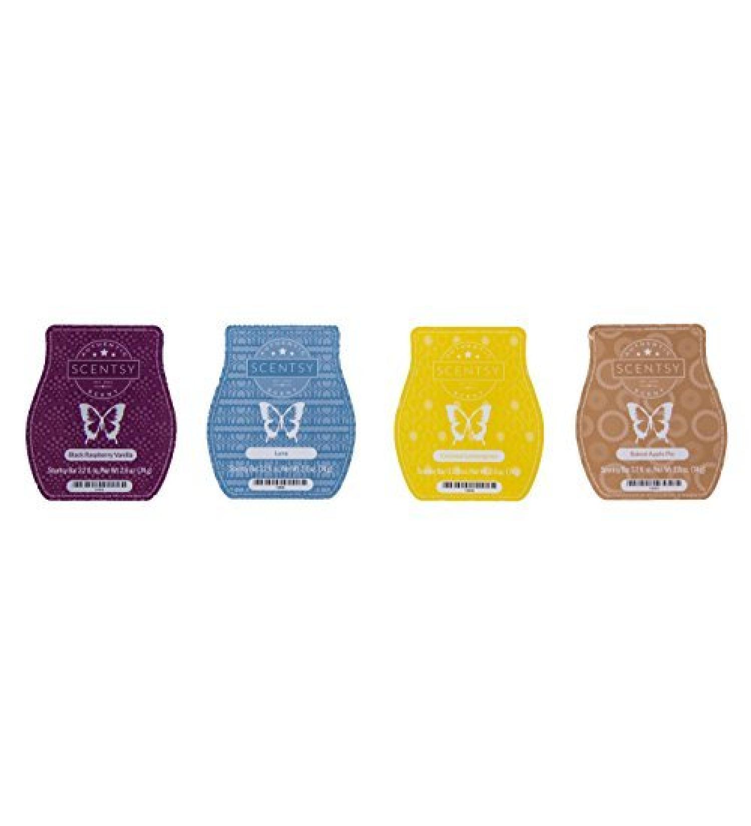 Scentsy Bar 4-Pack (Black Raspberry Vanilla, Baked Apple Pie, Luna, Coconut Lemongrass)