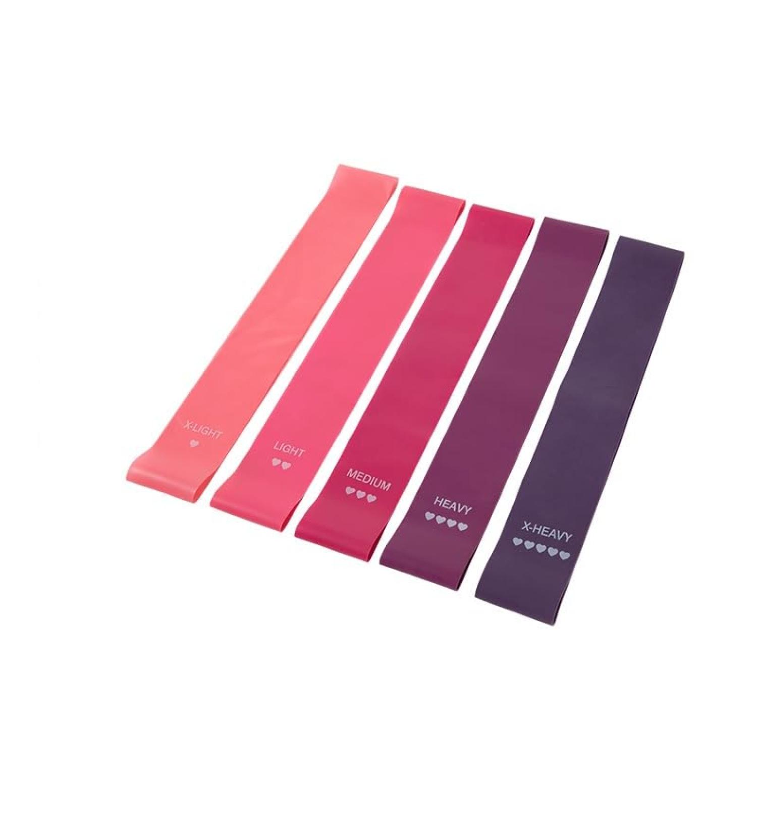Buy Squat Stretching Band Set - Yoga Resistance Circle & Fitness Elastic Bands in Light Pink Deep Pink Rose Red & Purple | Unisex | International Shipping - Buy Online on GoSupps.com