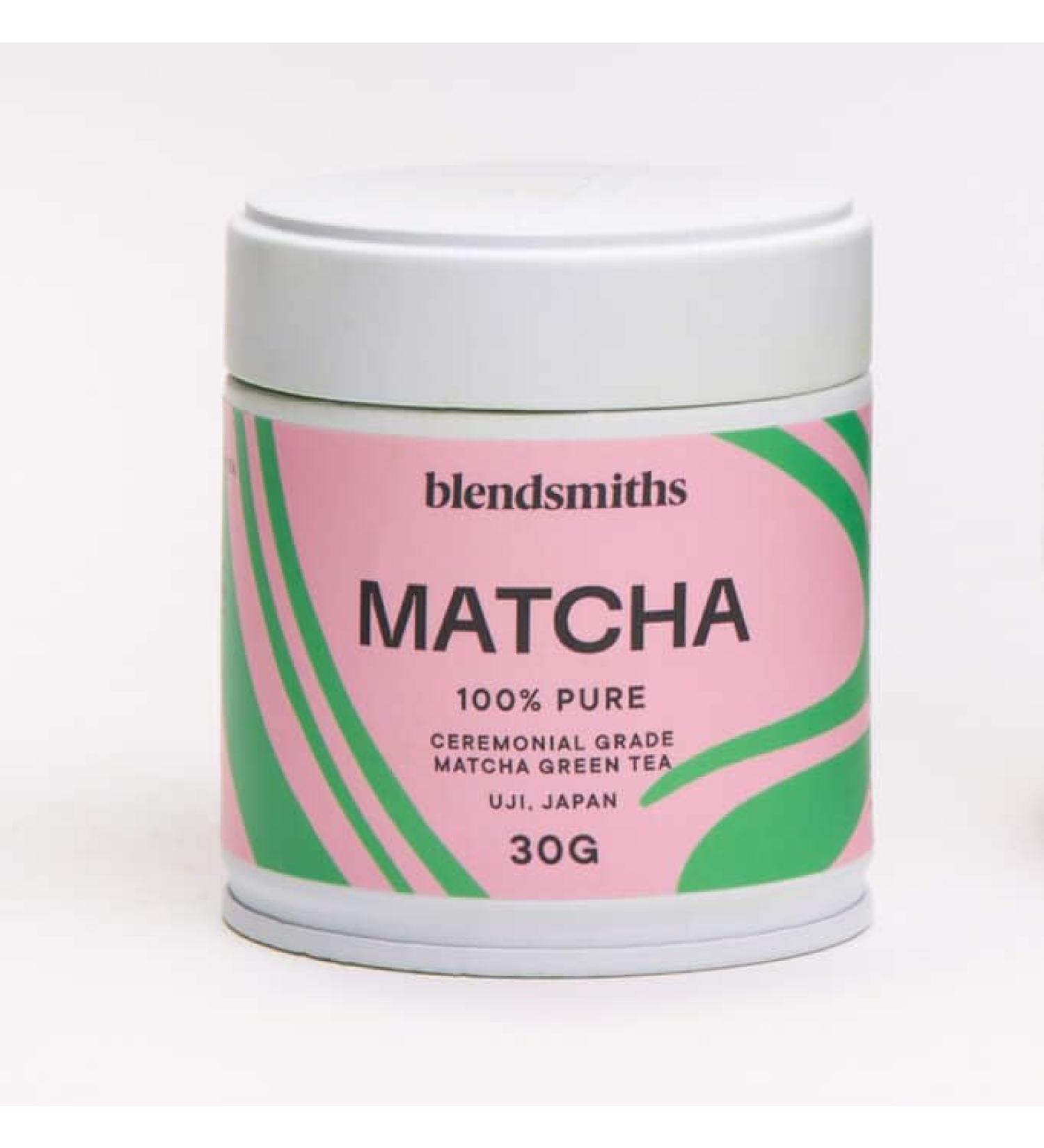BLENDSMITHS | 100% Pure Ceremonial Grade Matcha Green Tea Powder | Sourced from Uji Kyoto | 30g Tin - 30 servings - Buy Online on GoSupps.com