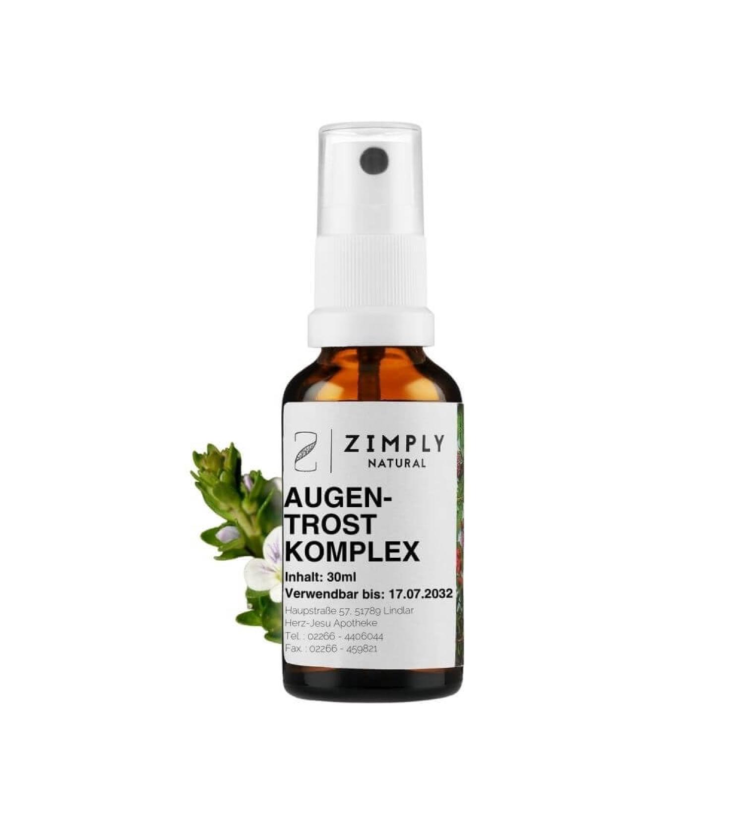 ZIMPLY NATURAL Eye Shadow Complex - 100% Euphrasia officinalis Plant Product - Natural Soft Vegan - 30ml - Buy Online on GoSupps.com