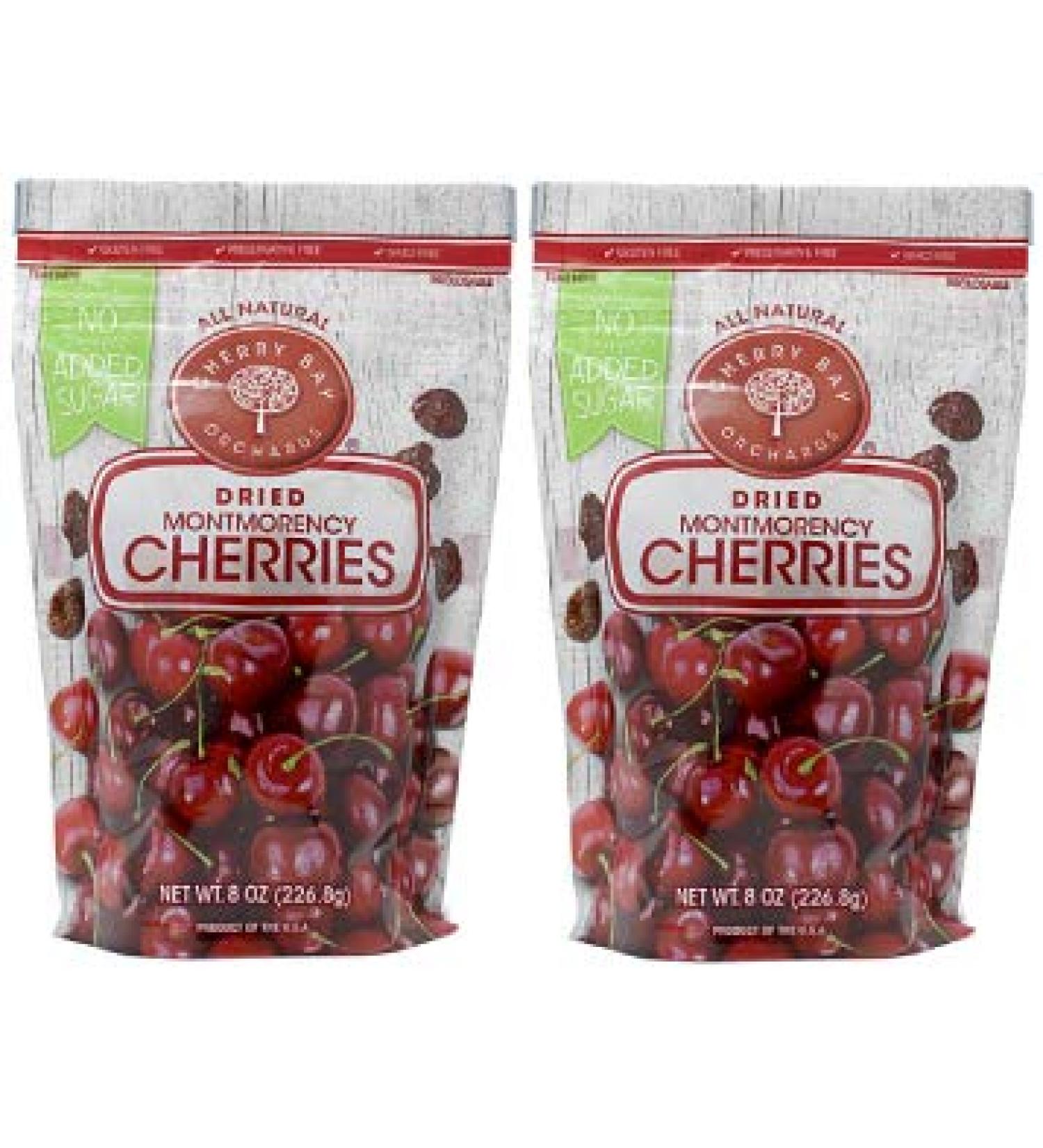 Cherry Bay Orchards - Dried Montmorency Tart Cherries - No Added Sugar - 1LB Pack - Natural, Kosher, Gluten-Free, GMO-Free - Resealable Pouch (2x8oz Bags) - Buy Online on GoSupps.com