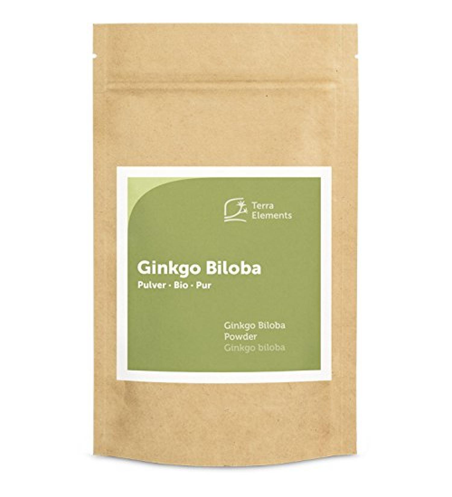 Terra Elements Ginkgo biloba organic powder 100g I 100% pure I vegan I raw quality - Buy Online on GoSupps.com
