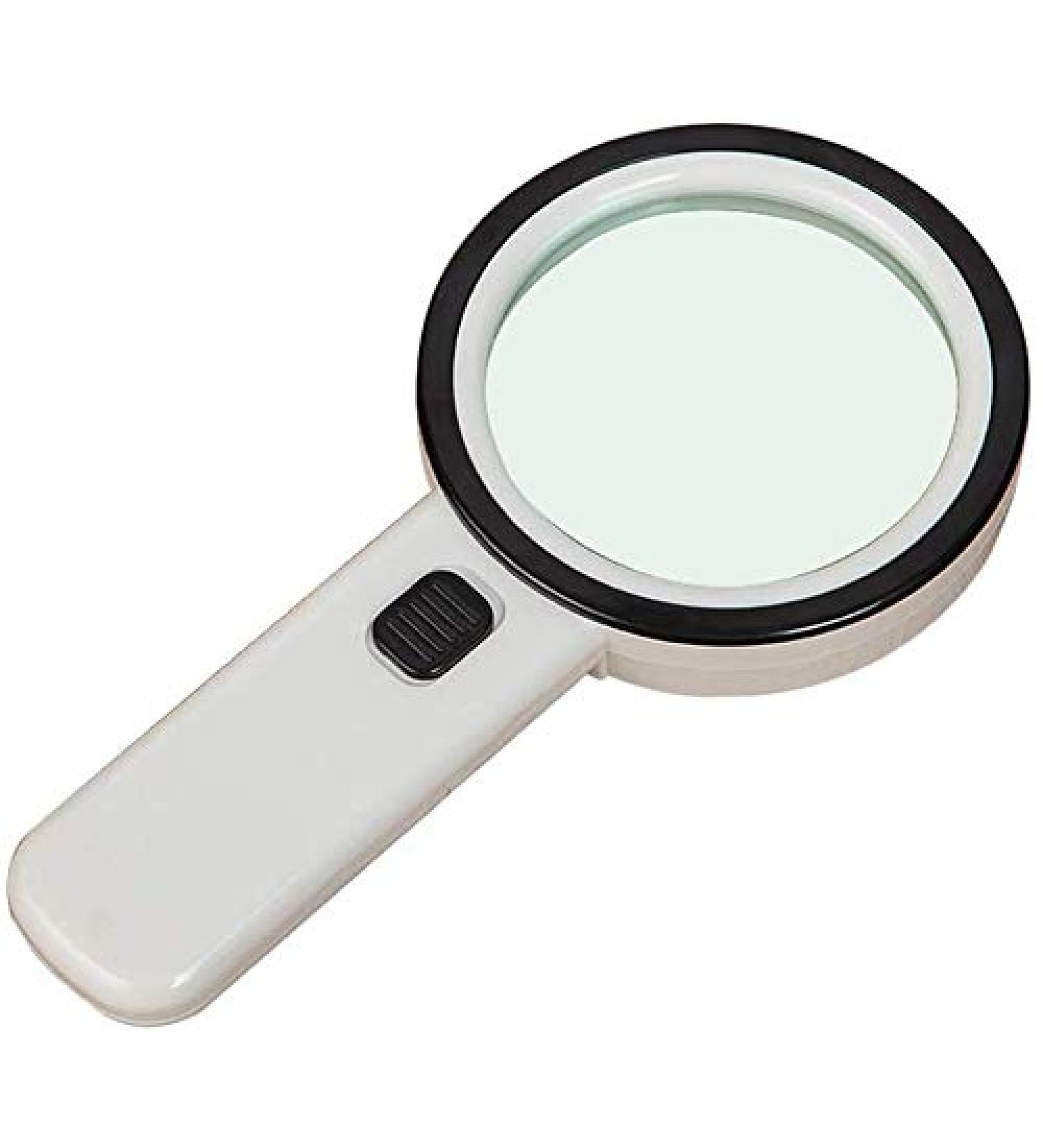 Magnifying Glasses Vision aids 20x Handheld Magnifying Glass 12 Led Light Reading and Uv Light 4inches Illuminated Magnifier- for Reading Inspection Exploring Hobbies and More-White Stationery Office - Buy Online on GoSupps.com