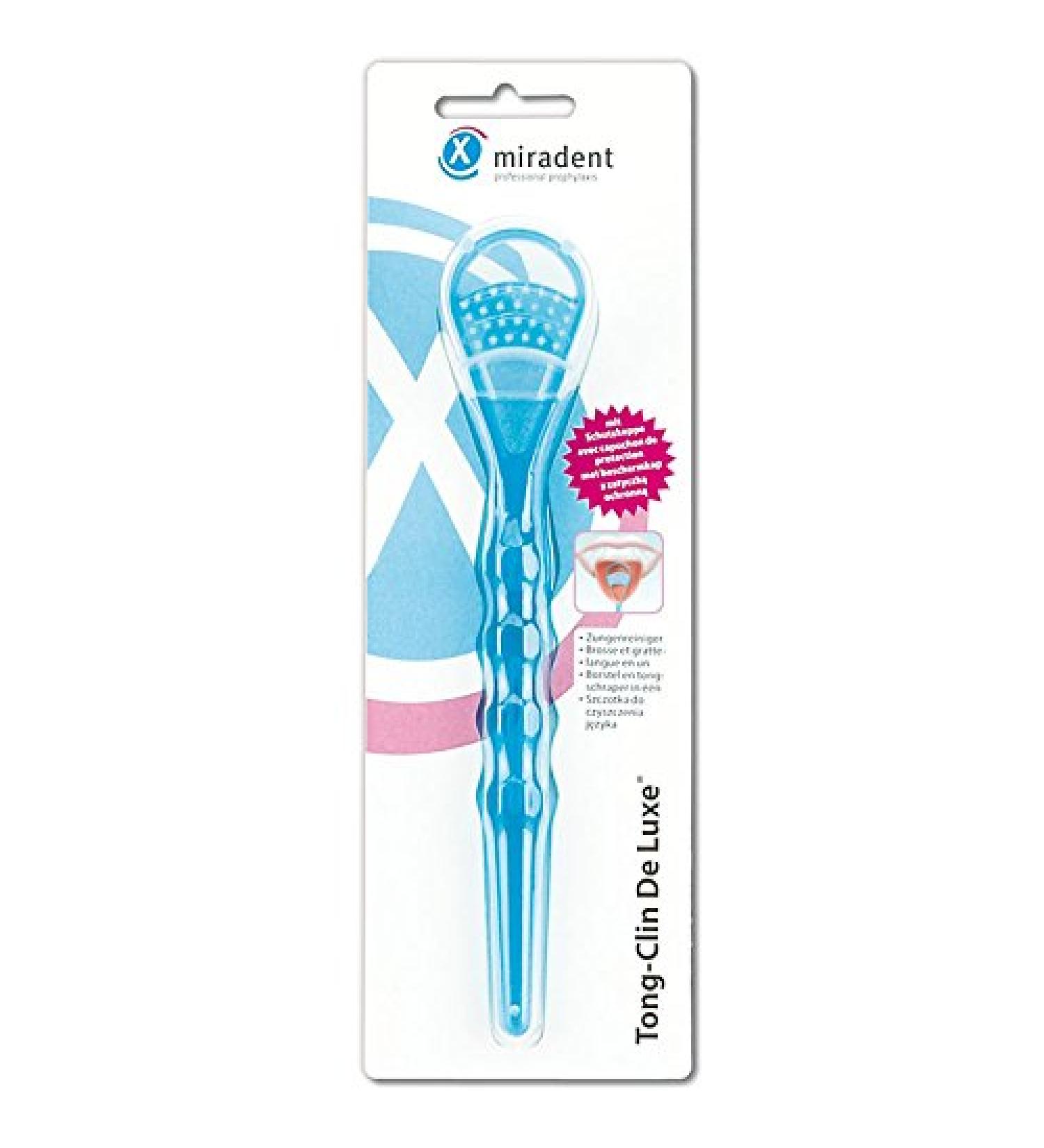 Miradent Tong-Clin de Luxe Tongue Cleaner - Blue Transparent 6-Pack | Effective Oral Hygiene | International Shipping - Buy Online on GoSupps.com