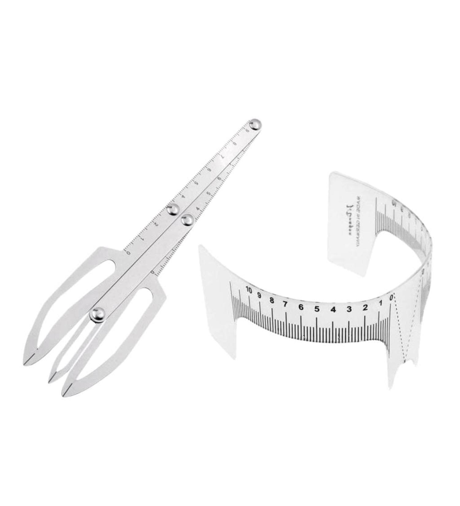 Tiuimk Stainless Steel Eyebrow Caliper Set with Removable Ruler Arm - Silver + Eyebrow Stencils - Microblading Tool for Precise and Easy Tracing - Perfect for Makeup Artists and Beginners - Buy Online on GoSupps.com
