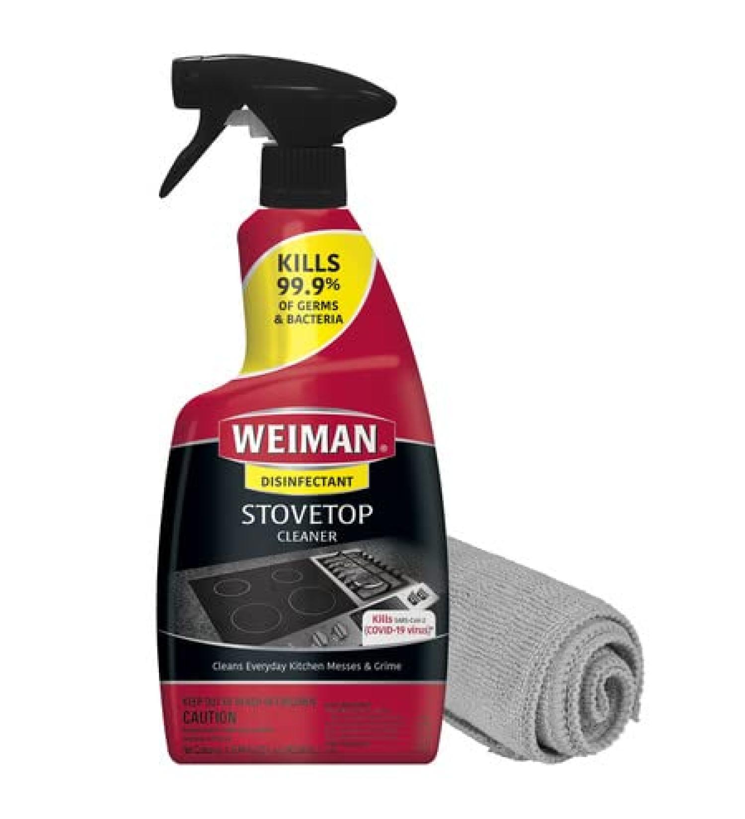 Weiman Disinfecting Stove Top Cleaner for Glass Ceramic & Induction Cooktops - 22oz + Microfiber Cloth - Buy Online on GoSupps.com