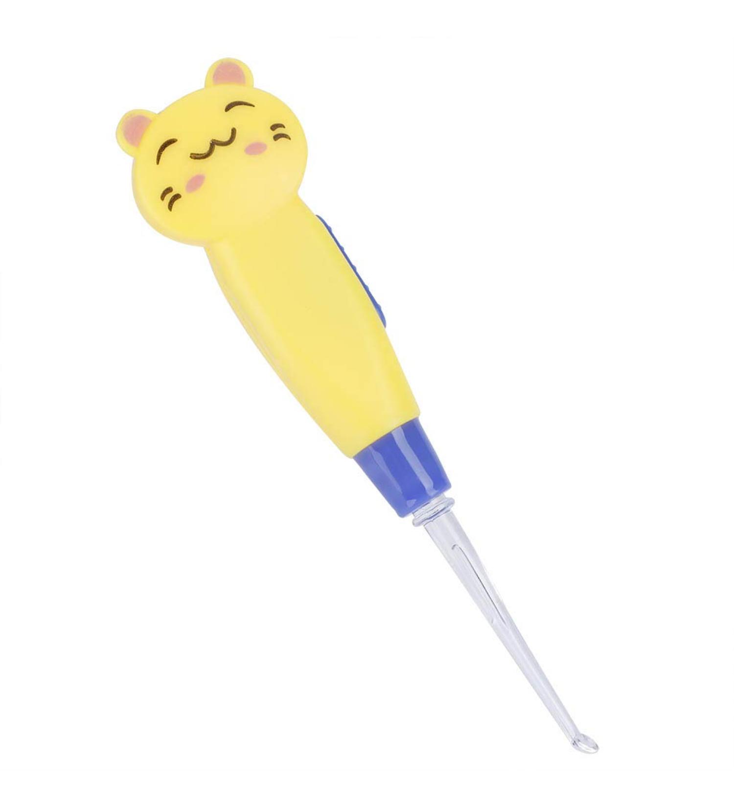 Cute Cartoon LED Flashlight Earpick Earwax Remover ABS Sanitary Flashlight Function for Baby Care (Yellow Kitten - Buy Online on GoSupps.com