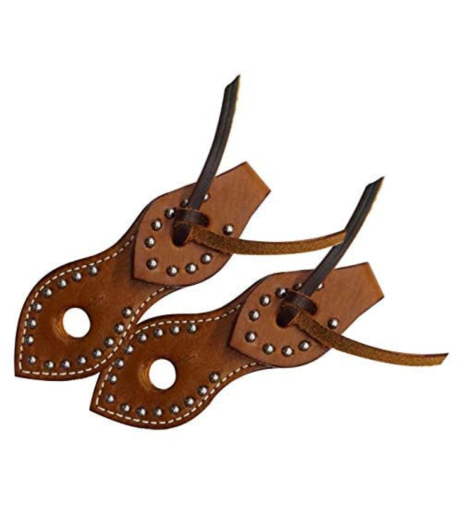 Showman Silver Studded Leather Slobber Straps