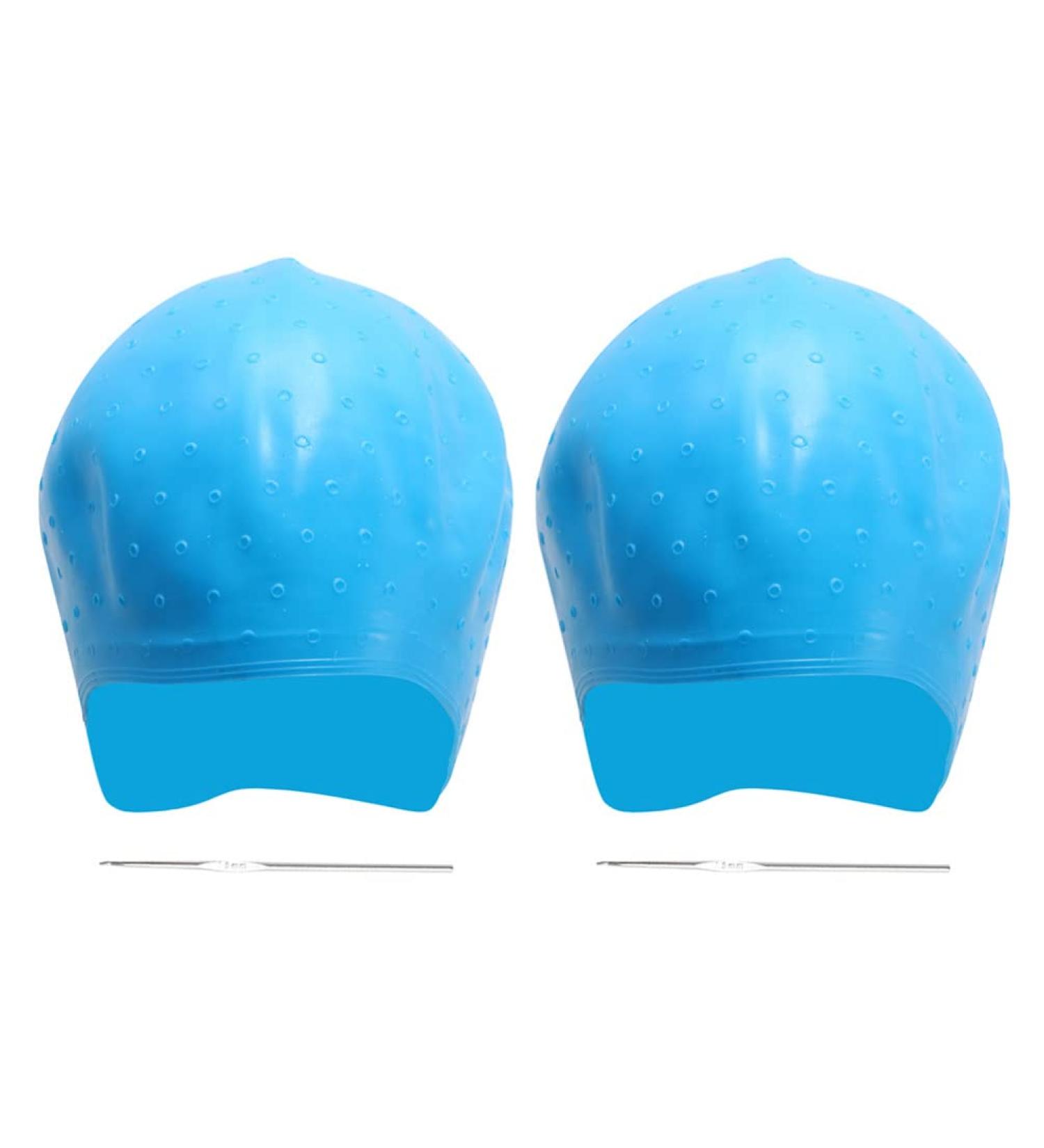 Beaupretty Highlighting Silicone Cap with Hook - 2 Sets | Reusable Hair Coloring Caps with Crochet Hooks - Perfect for Hair Dyeing - Buy Online on GoSupps.com