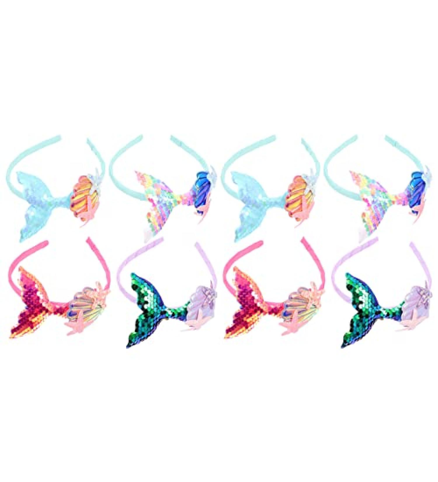 ABOOFAN Mermaid Headband Set - 8Pcs Sequins Fish Tail Hair Accessories for Girls | Kids Birthday Gifts & Sea Party Supplies - Buy Online on GoSupps.com