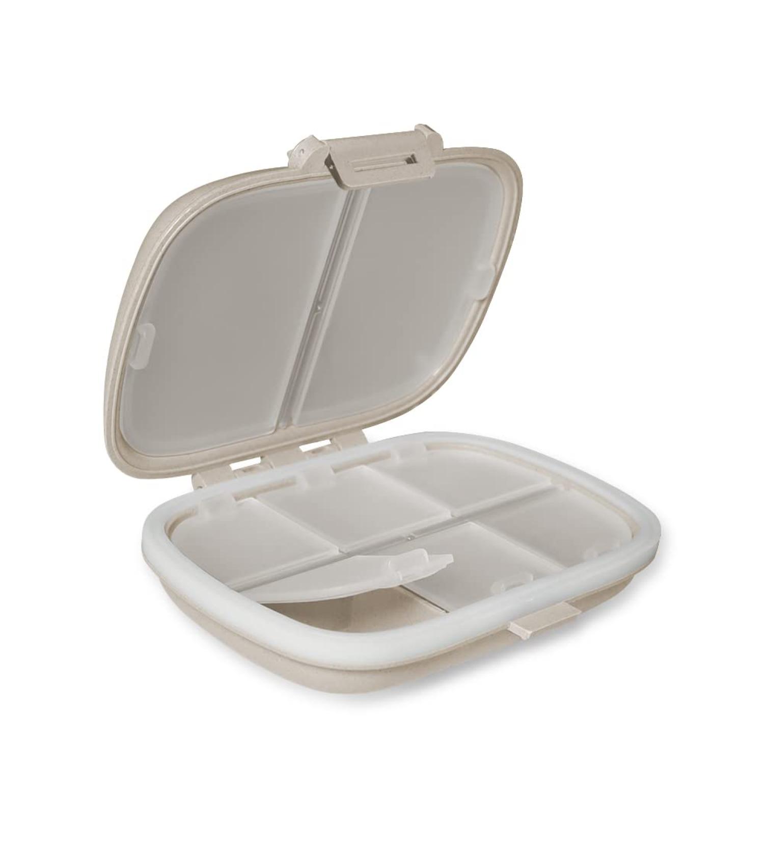 8 Compartment Beige Pill Organizer | Weekly Pill Box & Medicine Dispenser - Buy Online on GoSupps.com