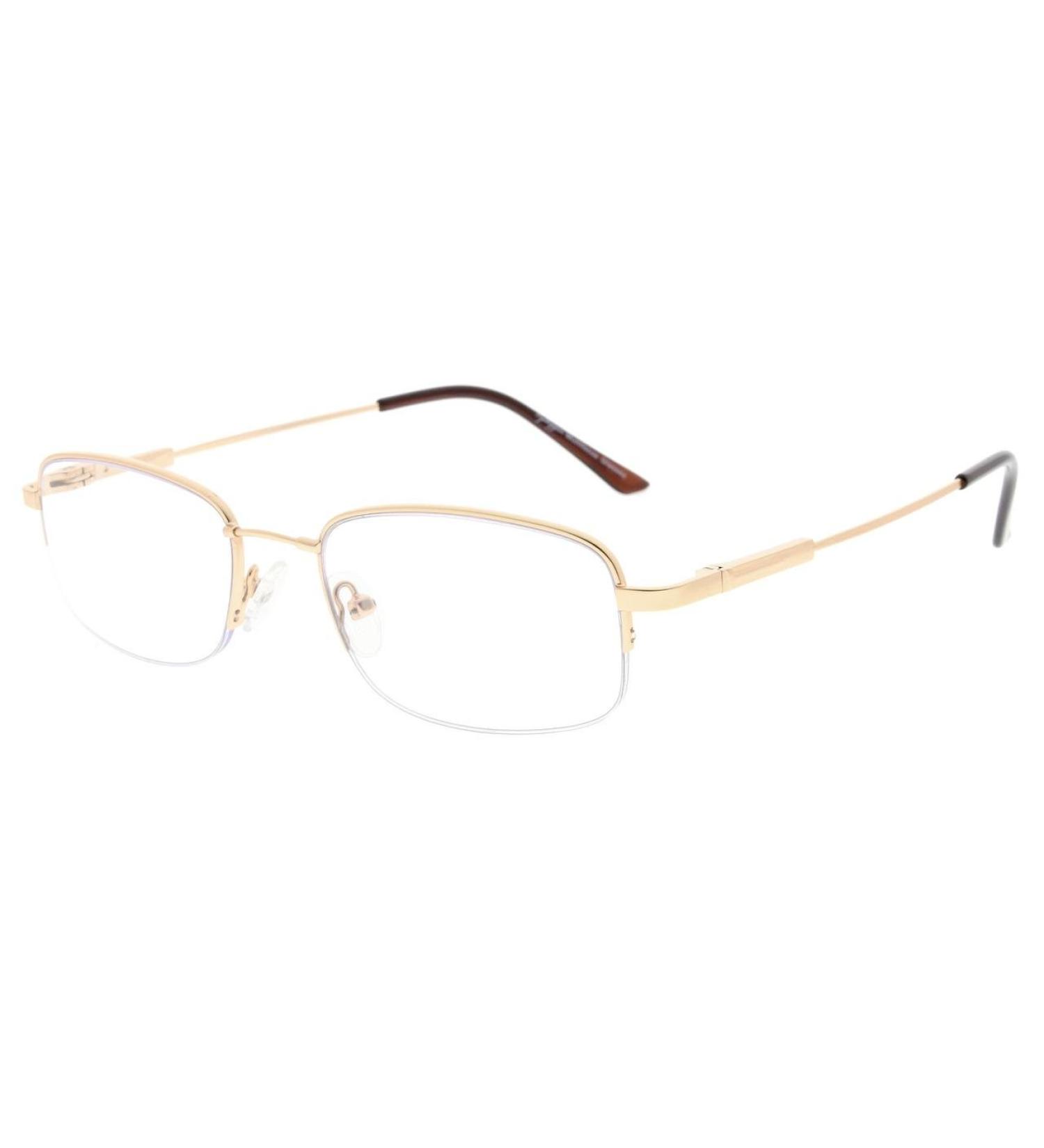 Eyekepper Half-Rim UV Protection Progressive Reading Glasses - Multifocus +2.50 | Bendable Memory Frame for Men & Women - Gold M1704 - Buy Online on GoSupps.com