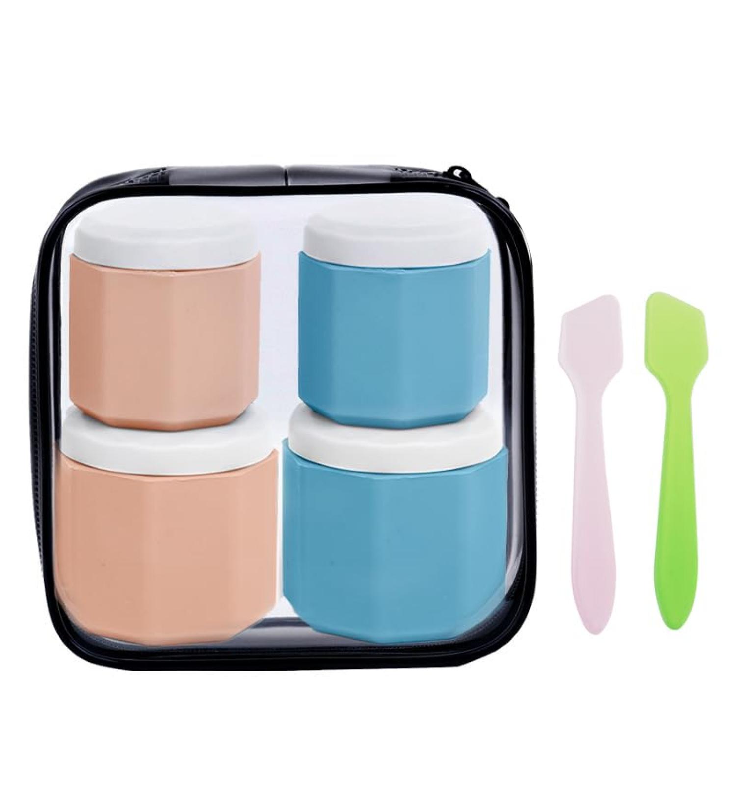 Heocniot 4PC Travel Toiletries Container TSA Certified Travel Silicone Cream Jar with Clear Pouch Lid Leak Proof Travel Accessory for Cosmetics Face Care Body Hand Creams. - Buy Online on GoSupps.com