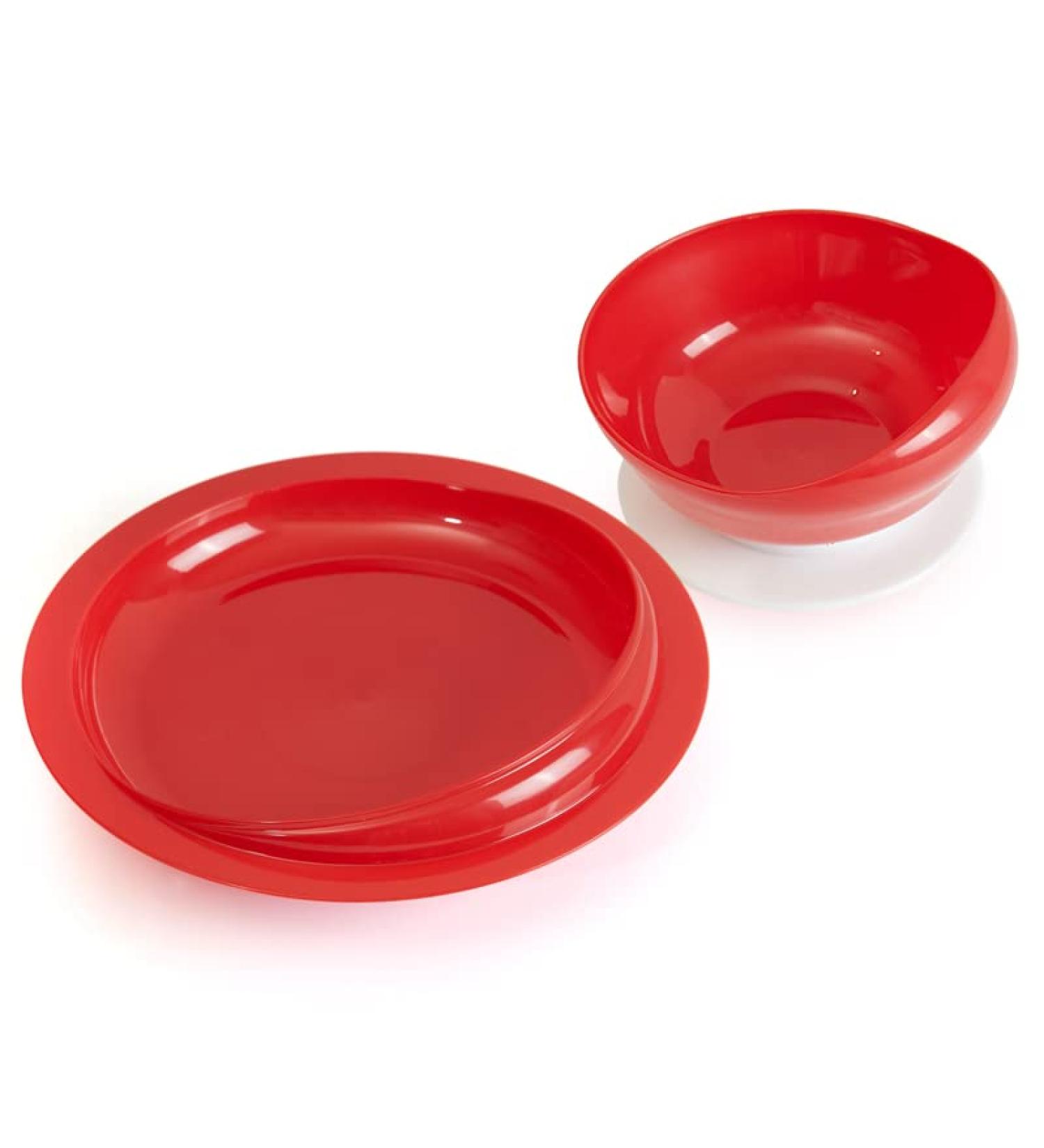 Pekokavo Spill Proof Scoop Bowl and Plate with Suction Base | Elderly/Disabled Self-Feeding Dinnerware Combo Set - Buy Online on GoSupps.com