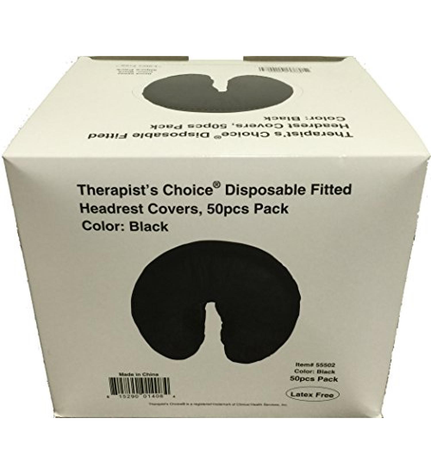 Therapist's Choice Disposable Fitted Face Rest Covers, Color Black (50 pcs per box)