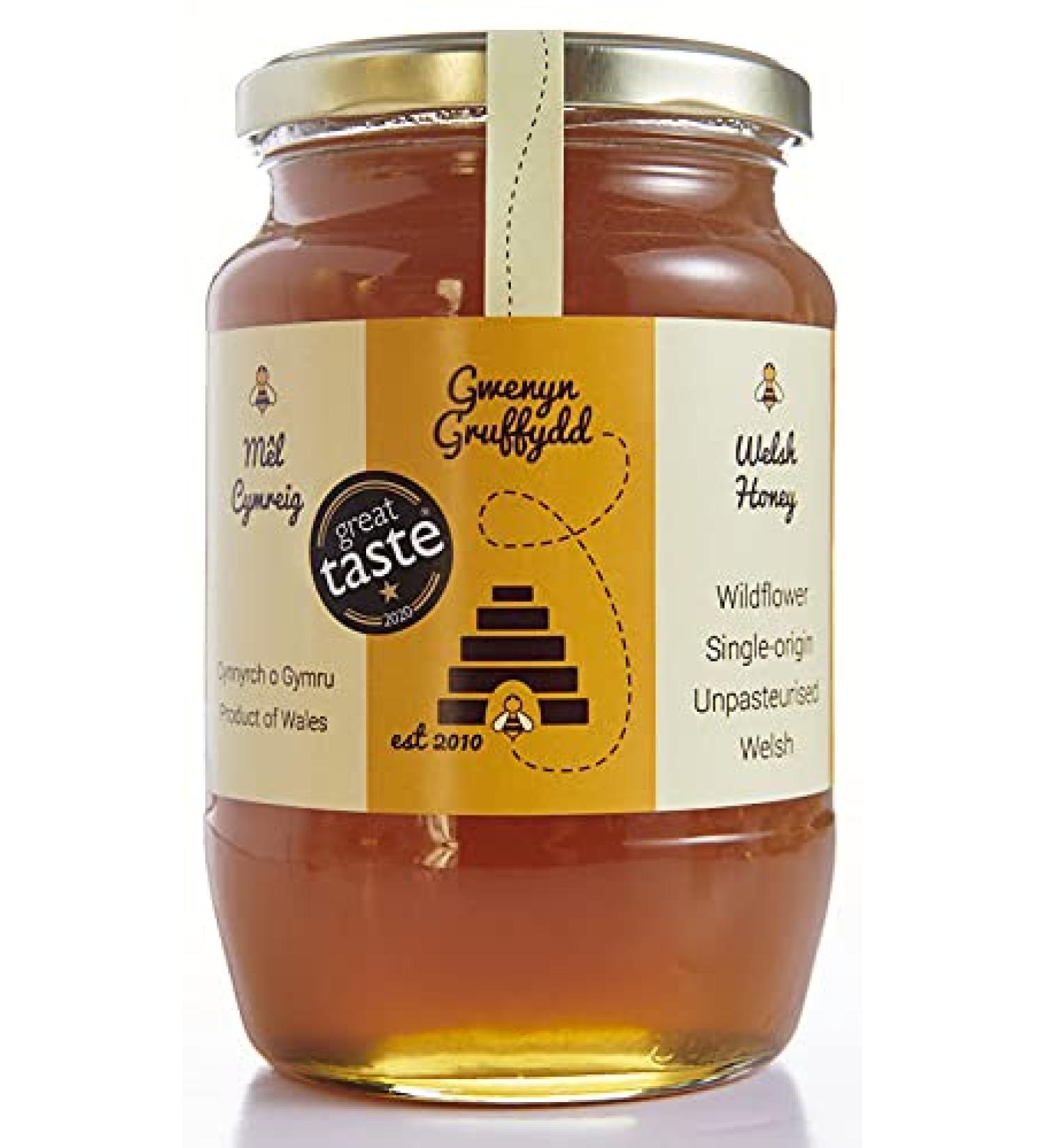 Welsh Wildflower Honey | 1kg Glass Honey Jar | Natural Wildflower Welsh Honey Jar | Raw Honey | Direct from the Beekeeper - Buy Online on GoSupps.com