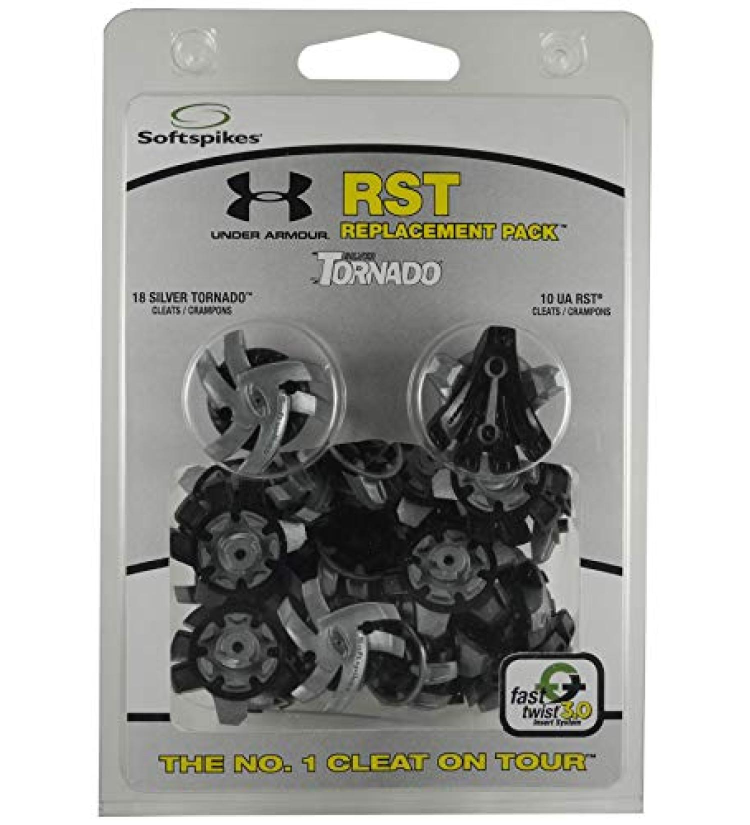 18 Count Black (001)/Silver SOFTSPIKES Ua/Silver Tornado Fast Twist 3.0 Clamshell Cleats - Premium Golf Shoe Spikes - Buy Online on GoSupps.com