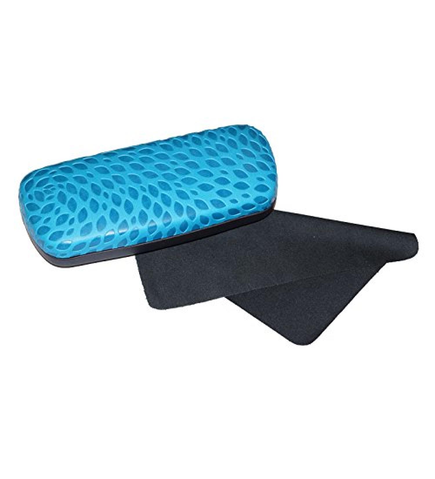 Glasses case "JOY DESIGN-MIX" with surface structure design + microfibre cloth Drops blue